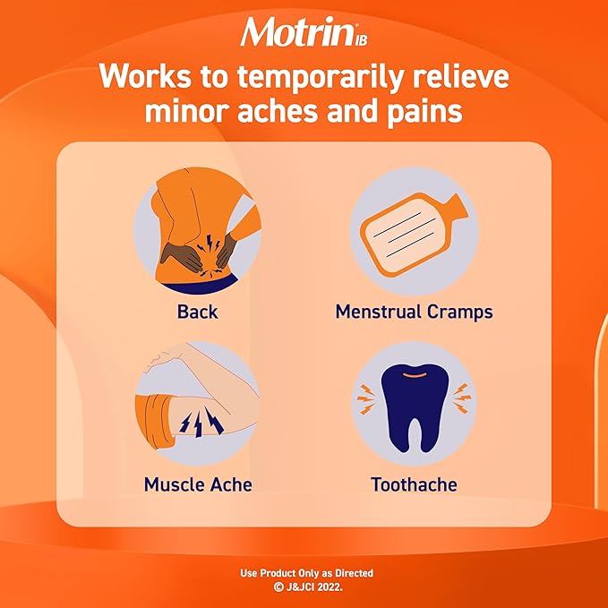 Motrin IB Ibuprofen 200mg Tablets, Ibuprofen Pain & Fever Reliever for Headache, Backache, Muscular Aches, Menstrual Pain & Minor Arthritis Pain, Over-The-Counter NSAID Medicine, 225 ct