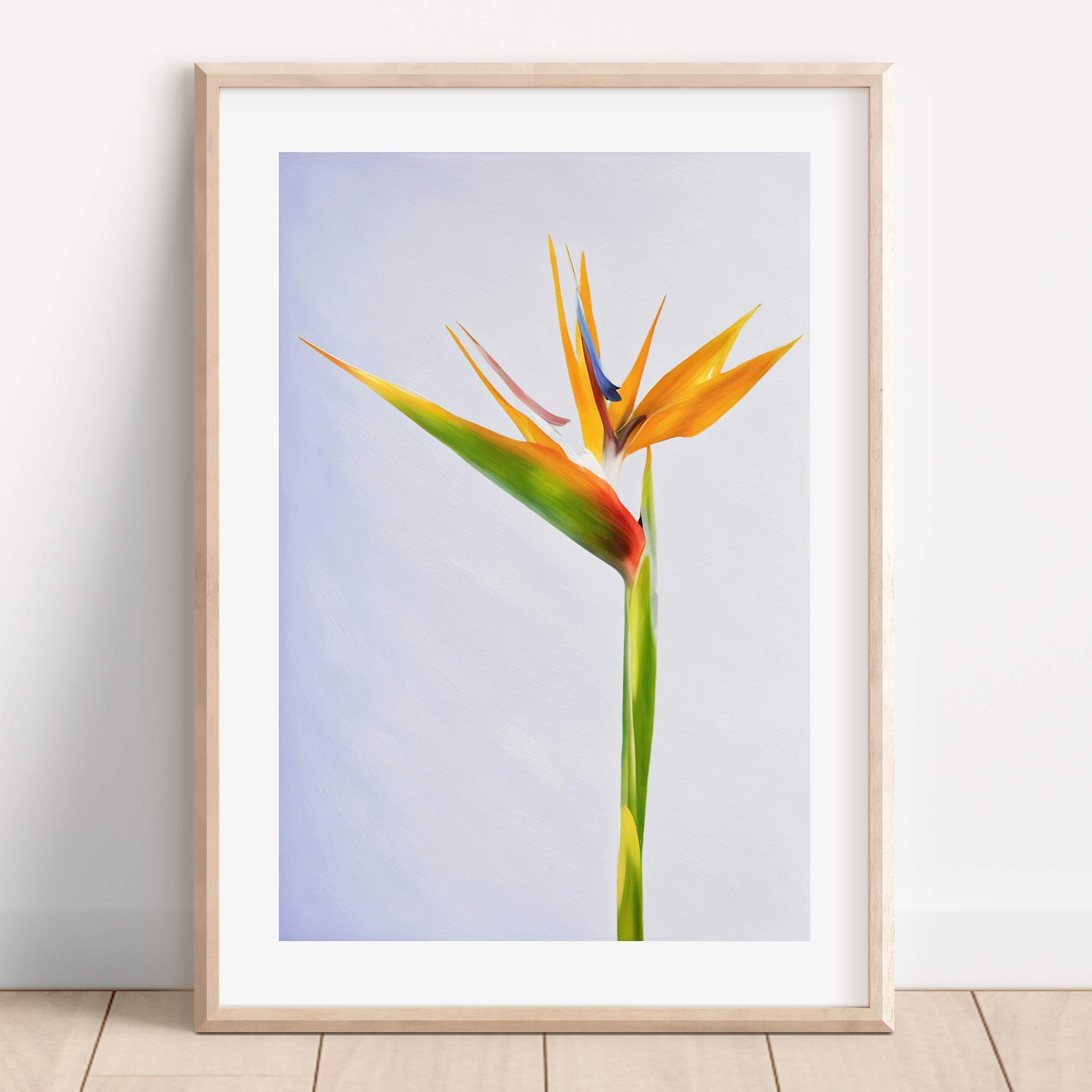 Unframed Bird of Paradise Wall Art Print – Tropical Botanical Flower Illustration for Modern Home Decor