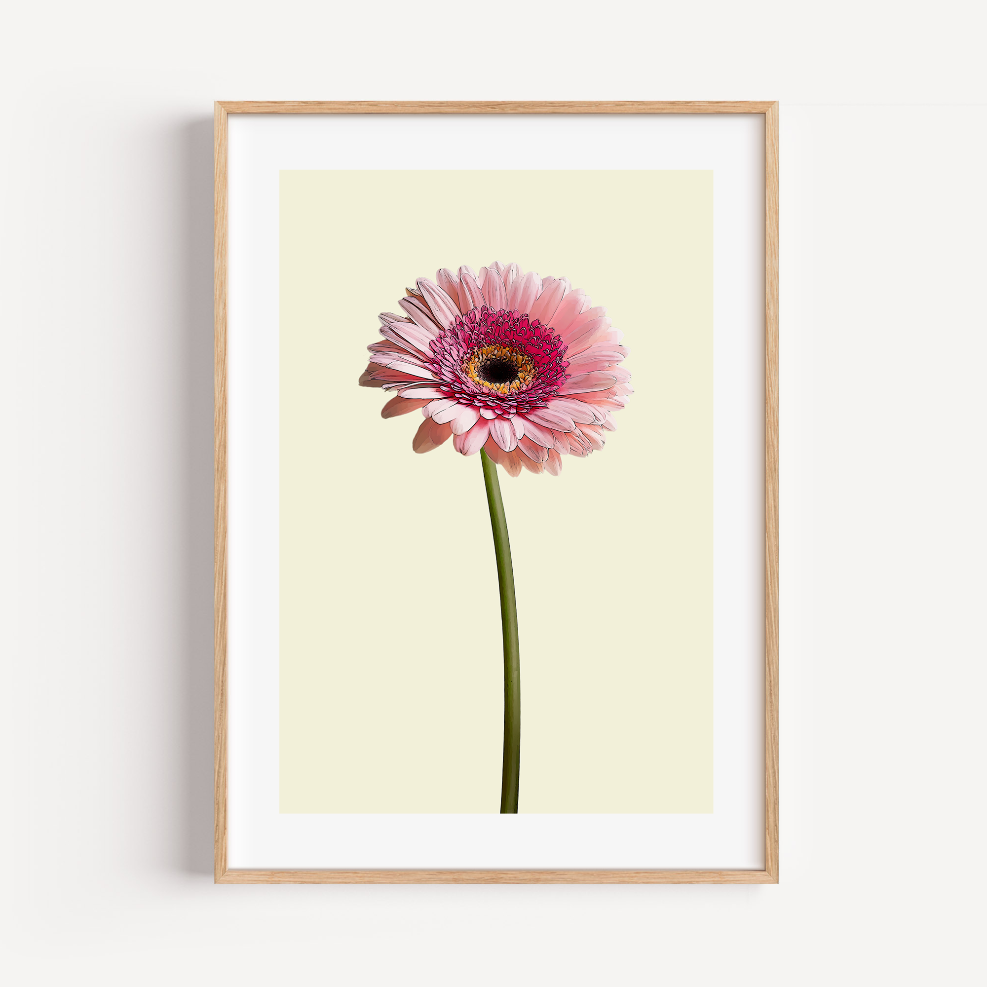 Unframed Pretty Pink Gerbera Floral Art Print