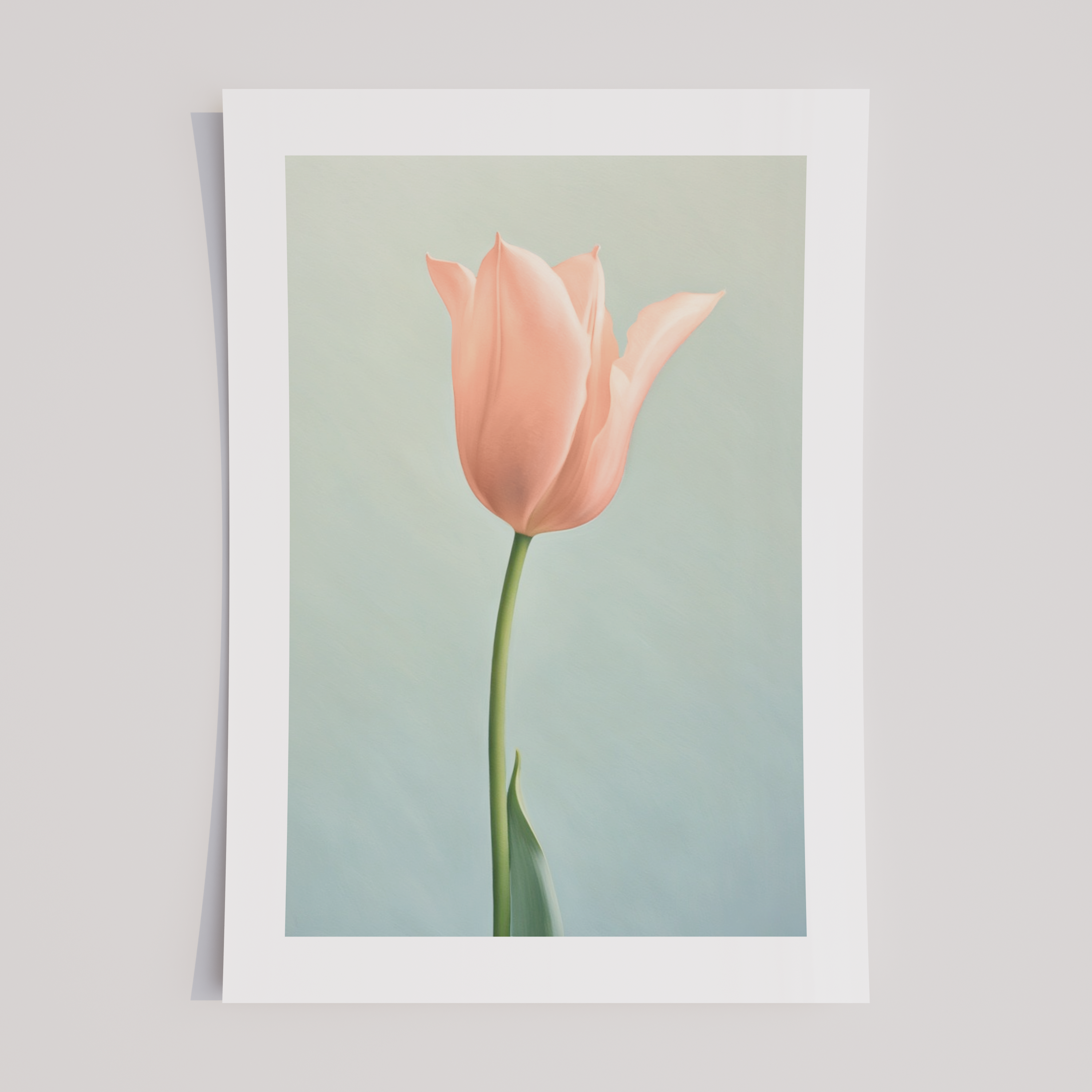Unframed Pretty Peach Tulip Minimalist Floral Art Print