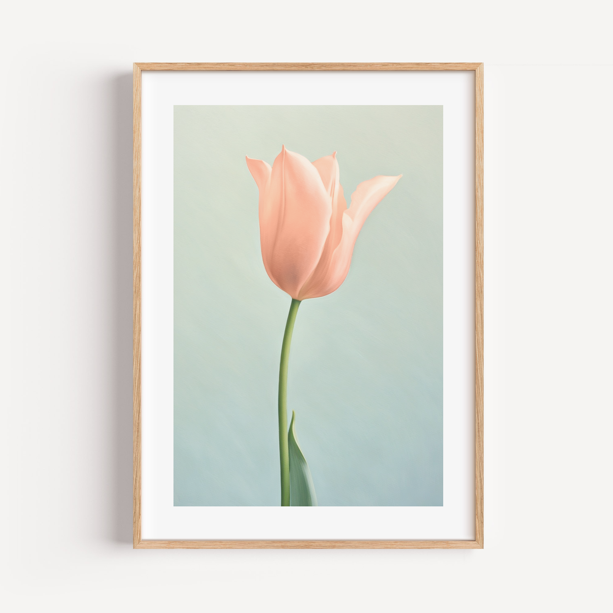 Unframed Pretty Peach Tulip Minimalist Floral Art Print