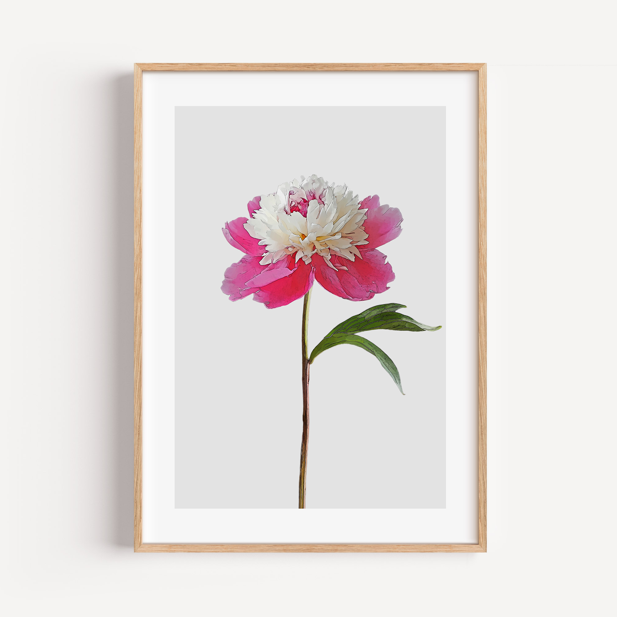 Unframed Pink Peony Minimalist Floral Art Print
