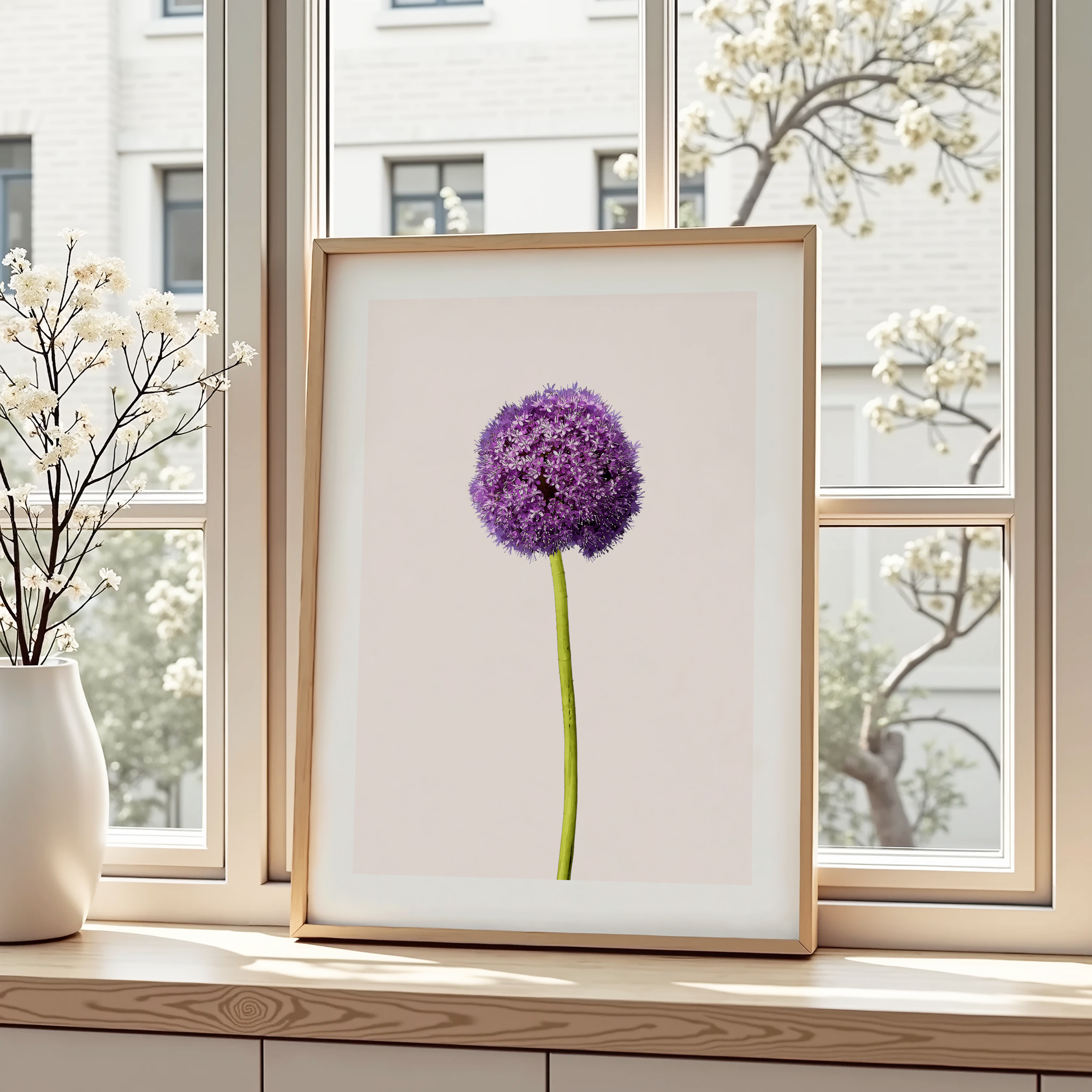 Unframed Purple Allium Minimalist Floral Art Print