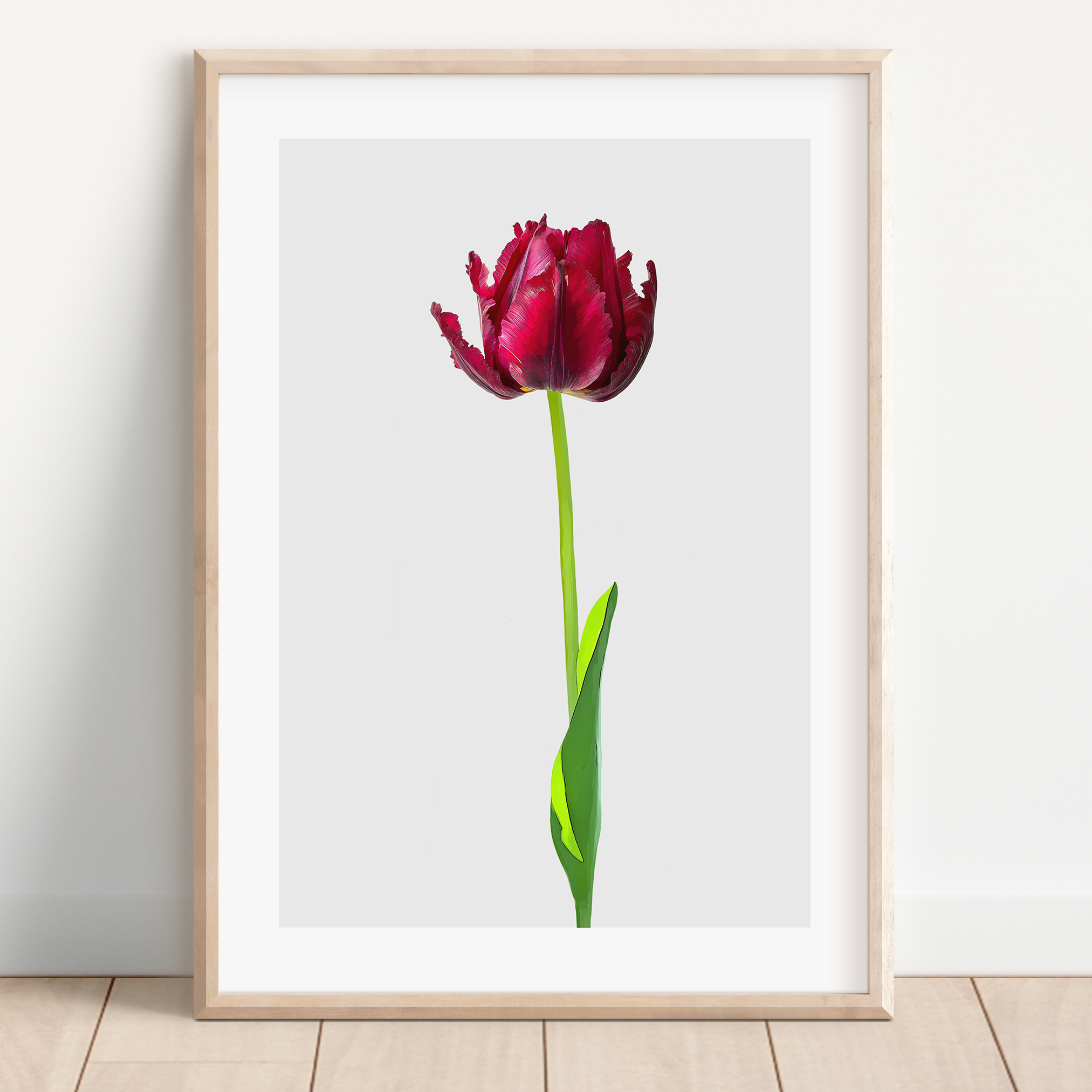 Unframed Tulip Minimalist Floral Art Print