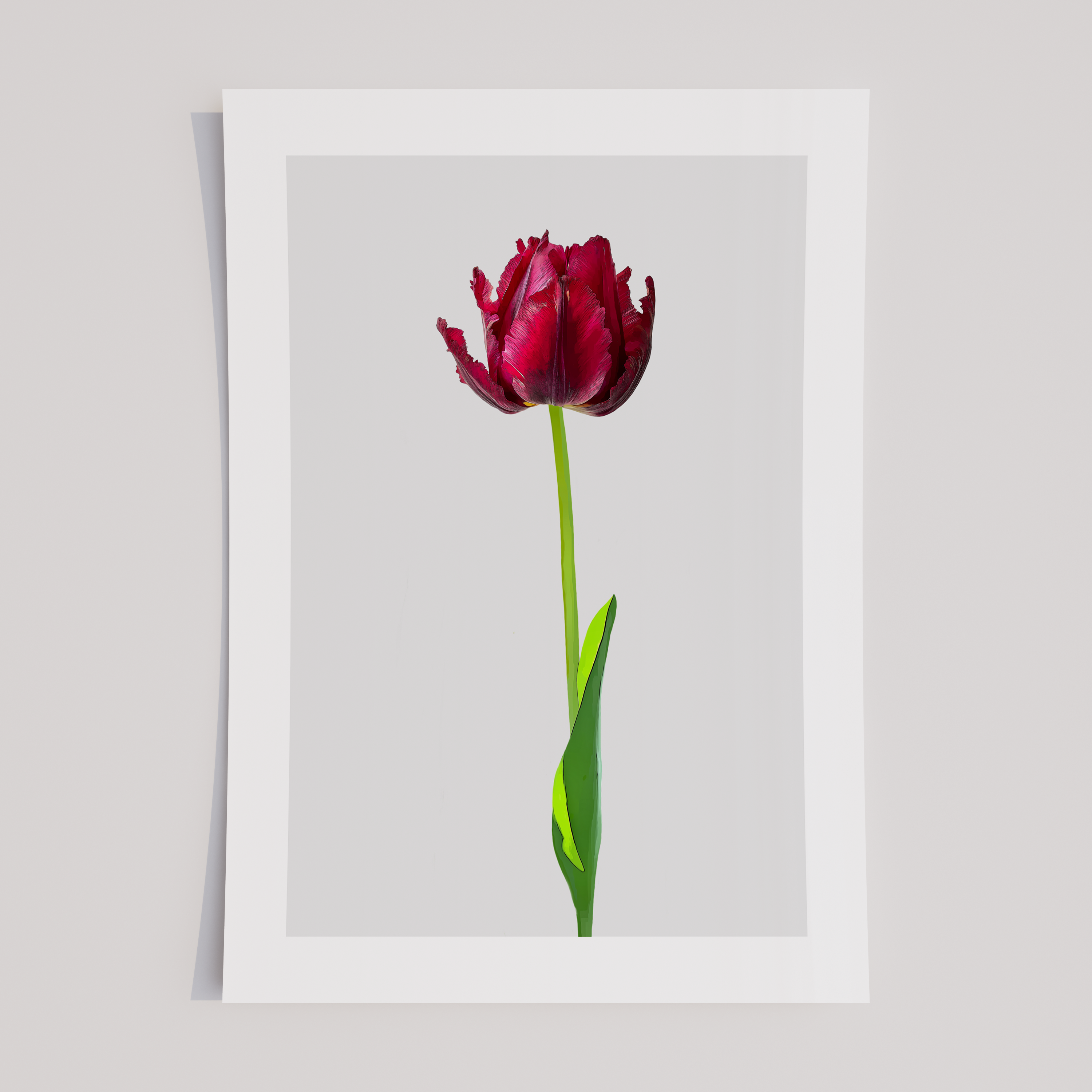 Unframed Tulip Minimalist Floral Art Print