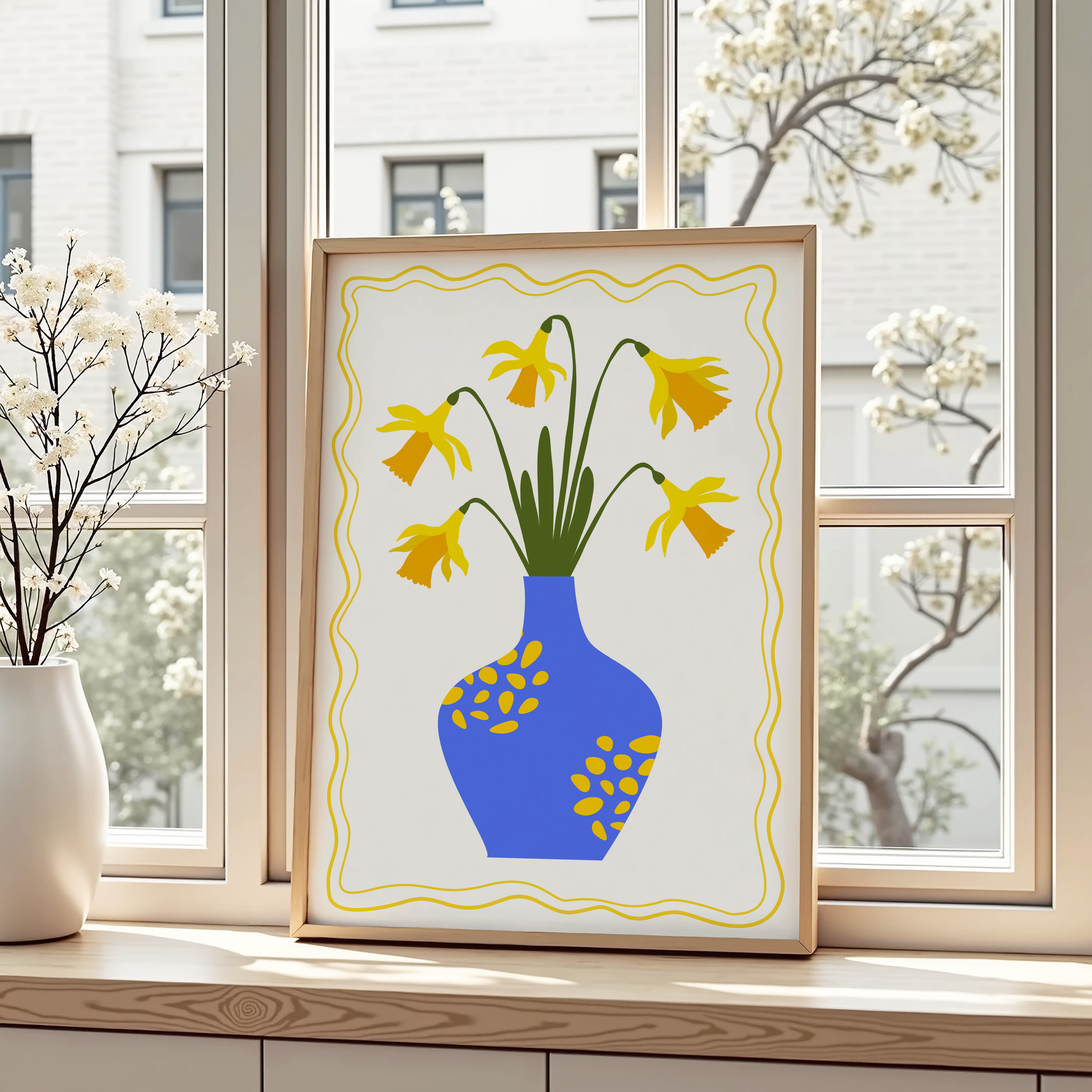 Unframed Boho Vibrant Daffodil Floral Art Print