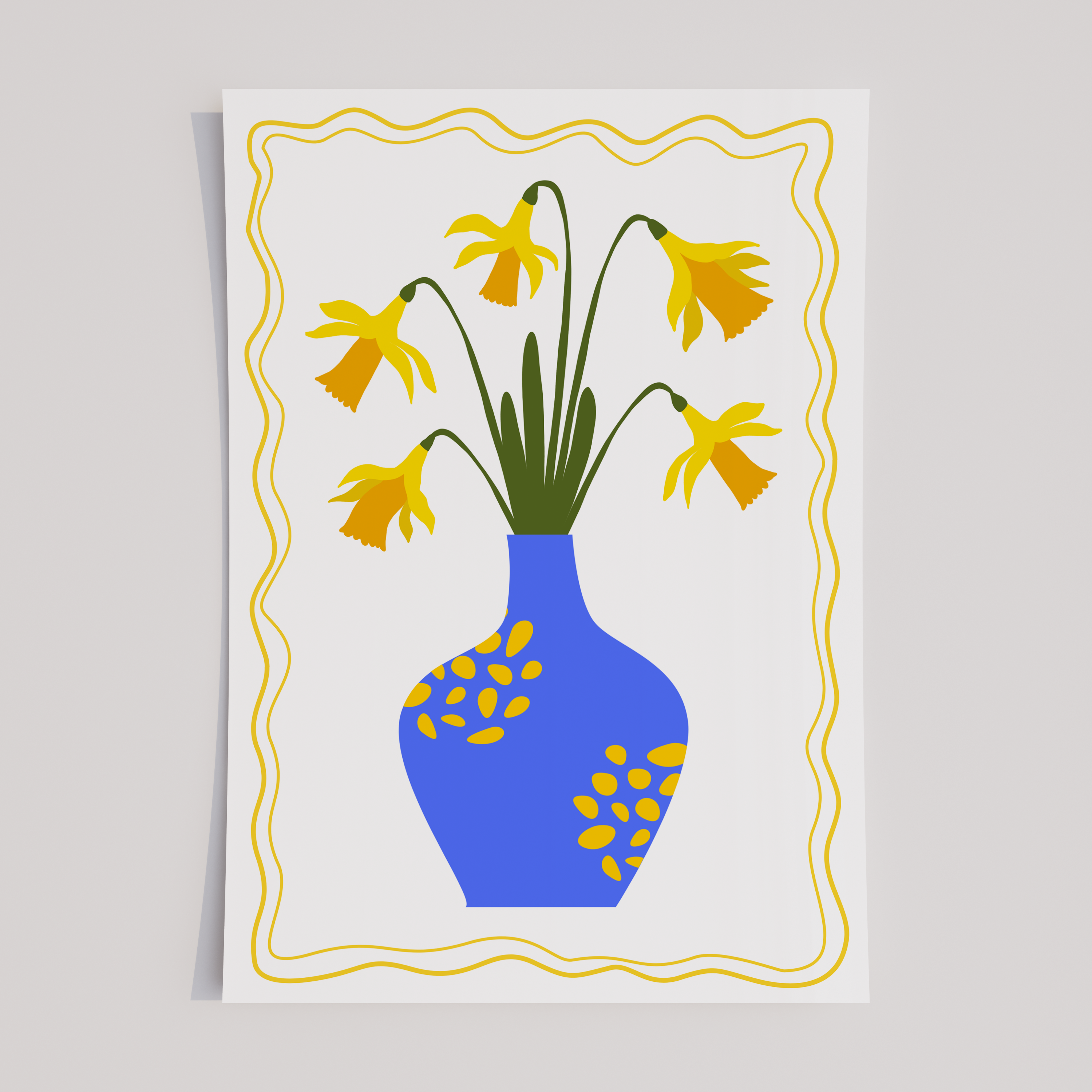 Unframed Boho Vibrant Daffodil Floral Art Print