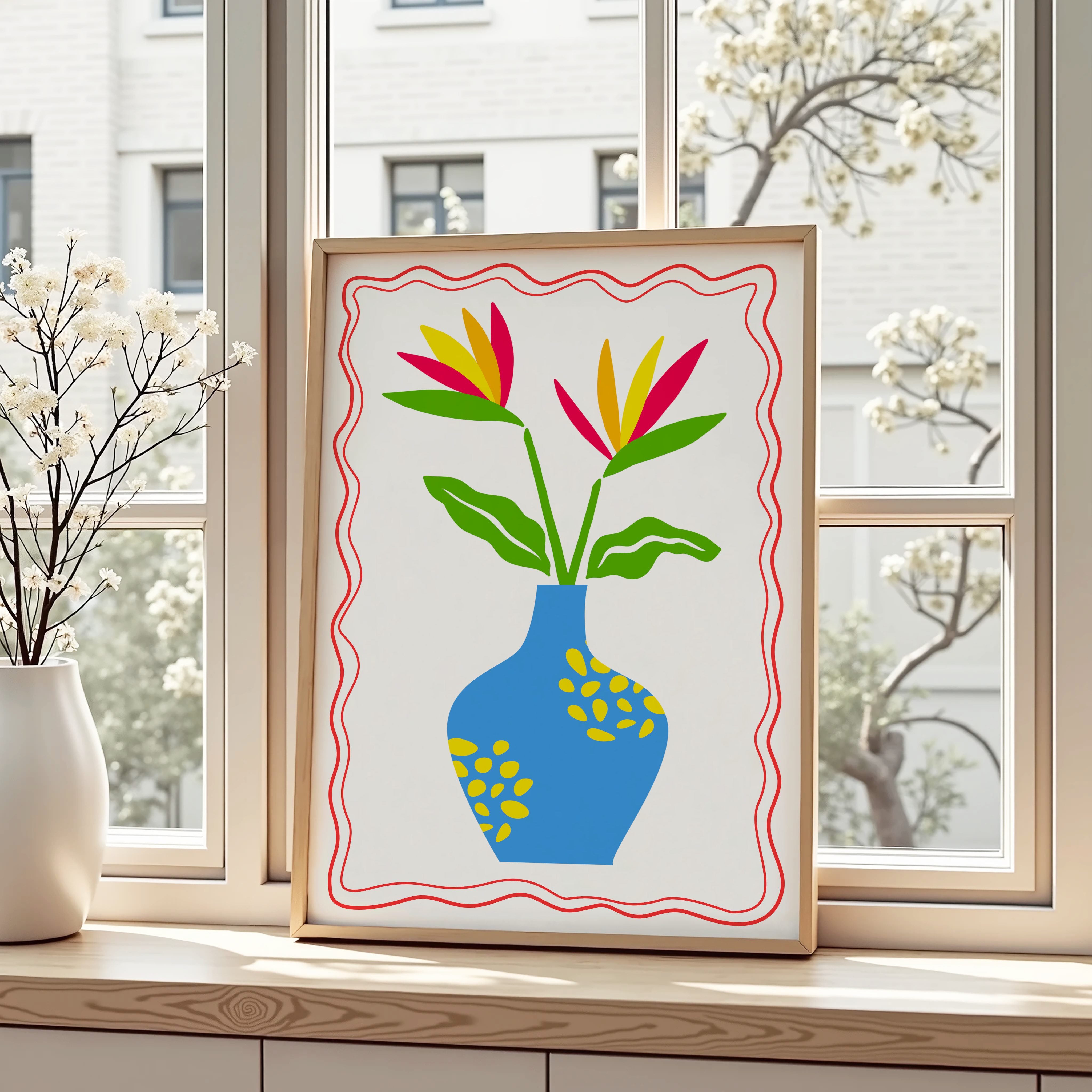 Unframed Bird of Paradise Colourful Boho Floral Art Print