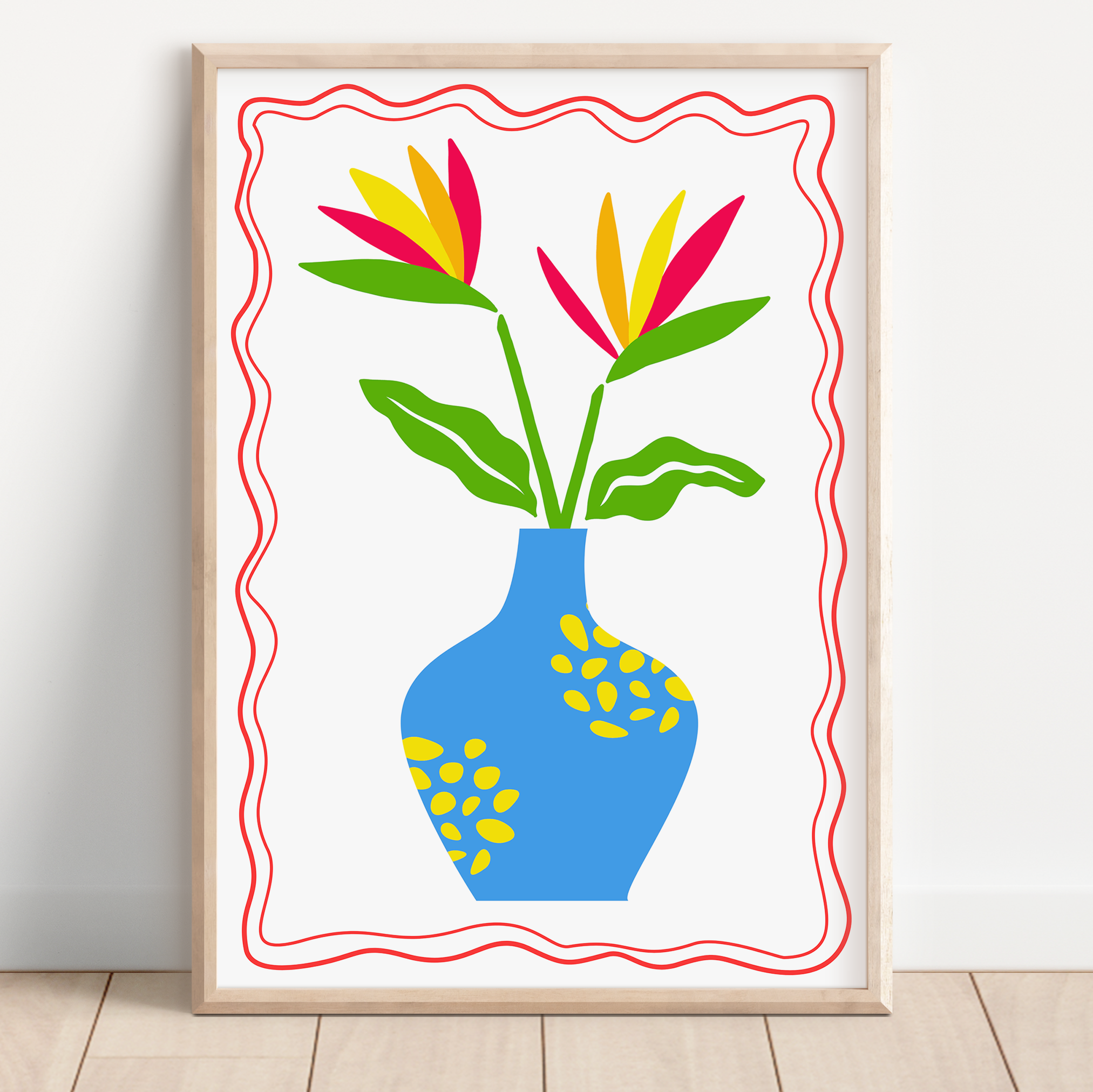 Unframed Bird of Paradise Colourful Boho Floral Art Print
