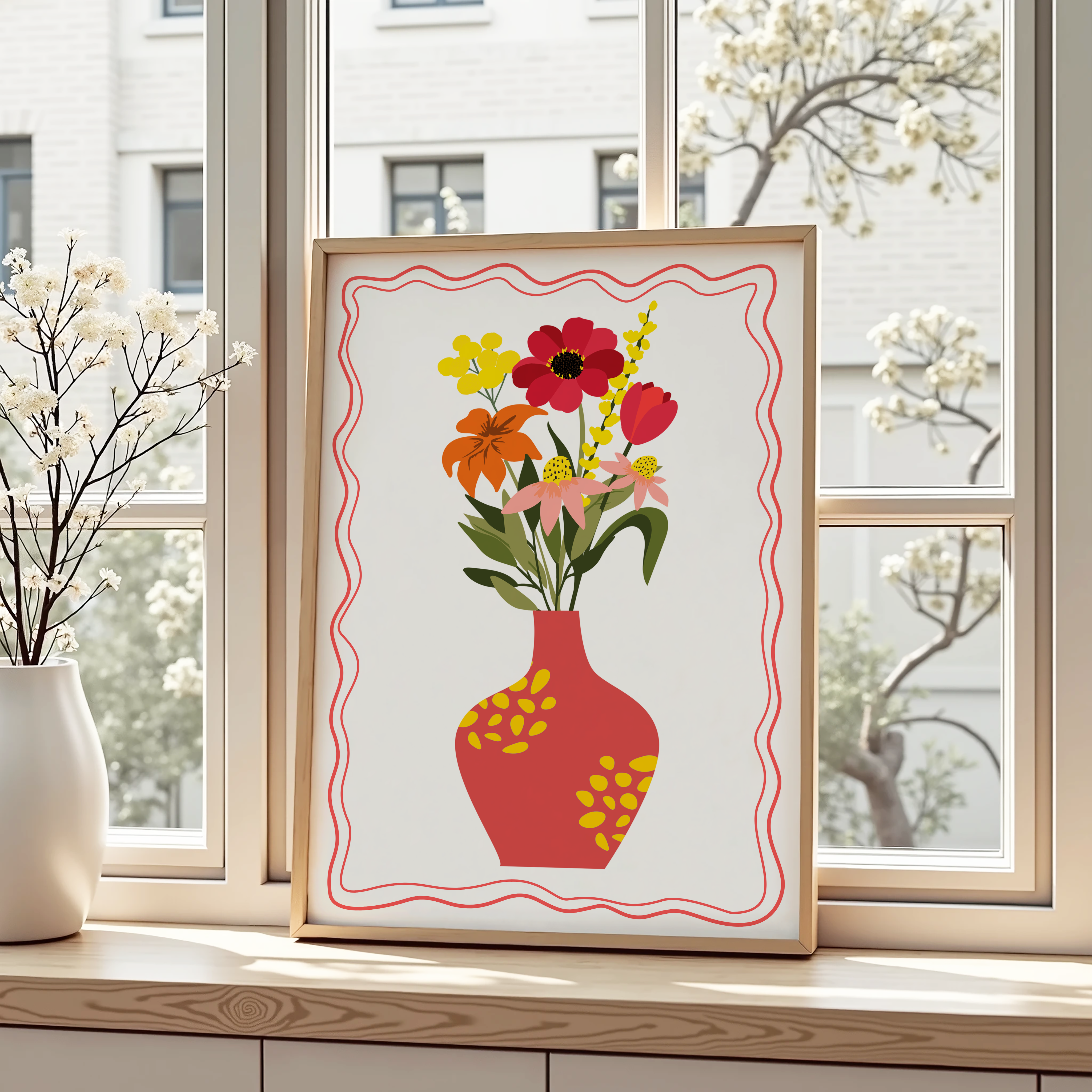 Unframed Colourful Floral Boho Art Print