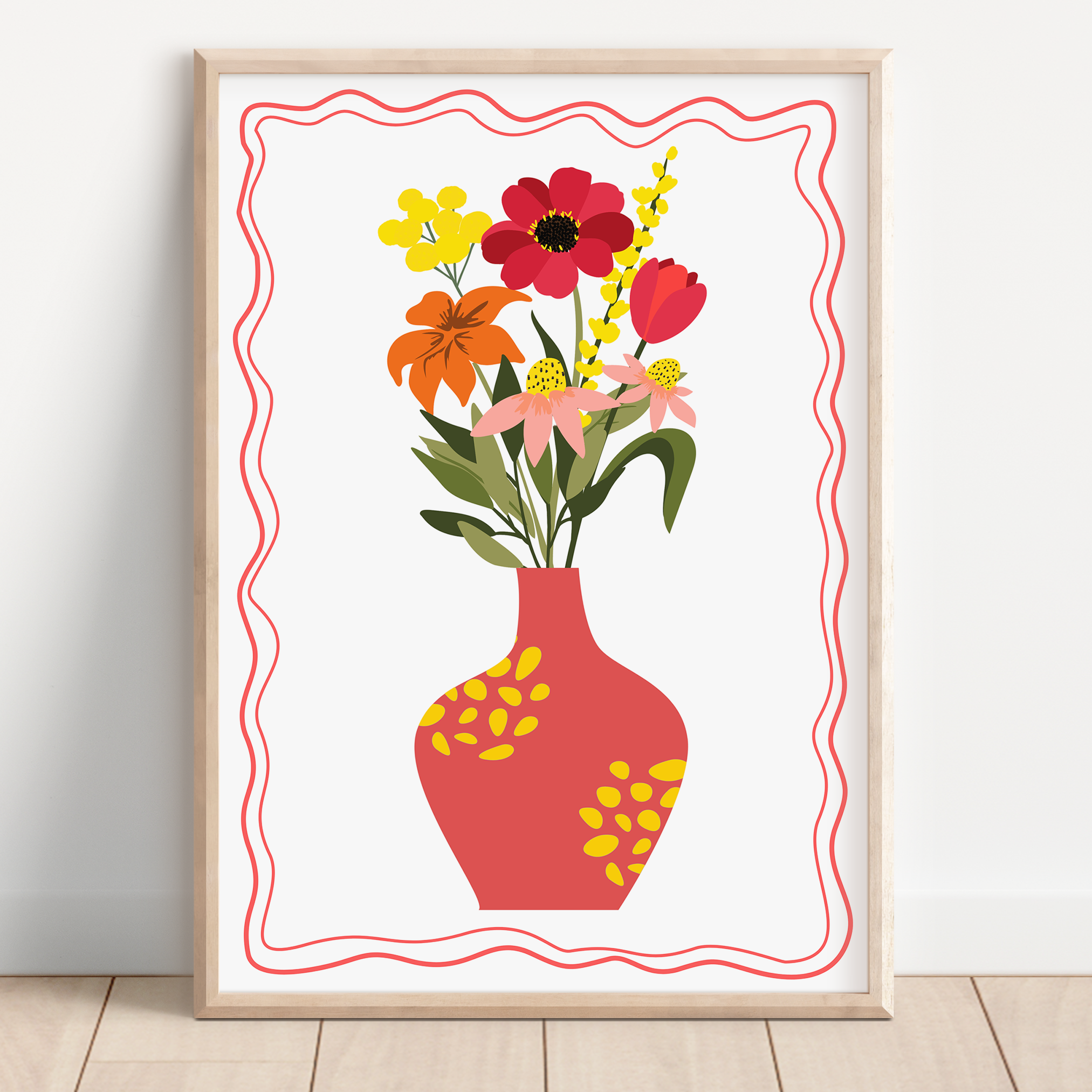 Unframed Colourful Floral Boho Art Print