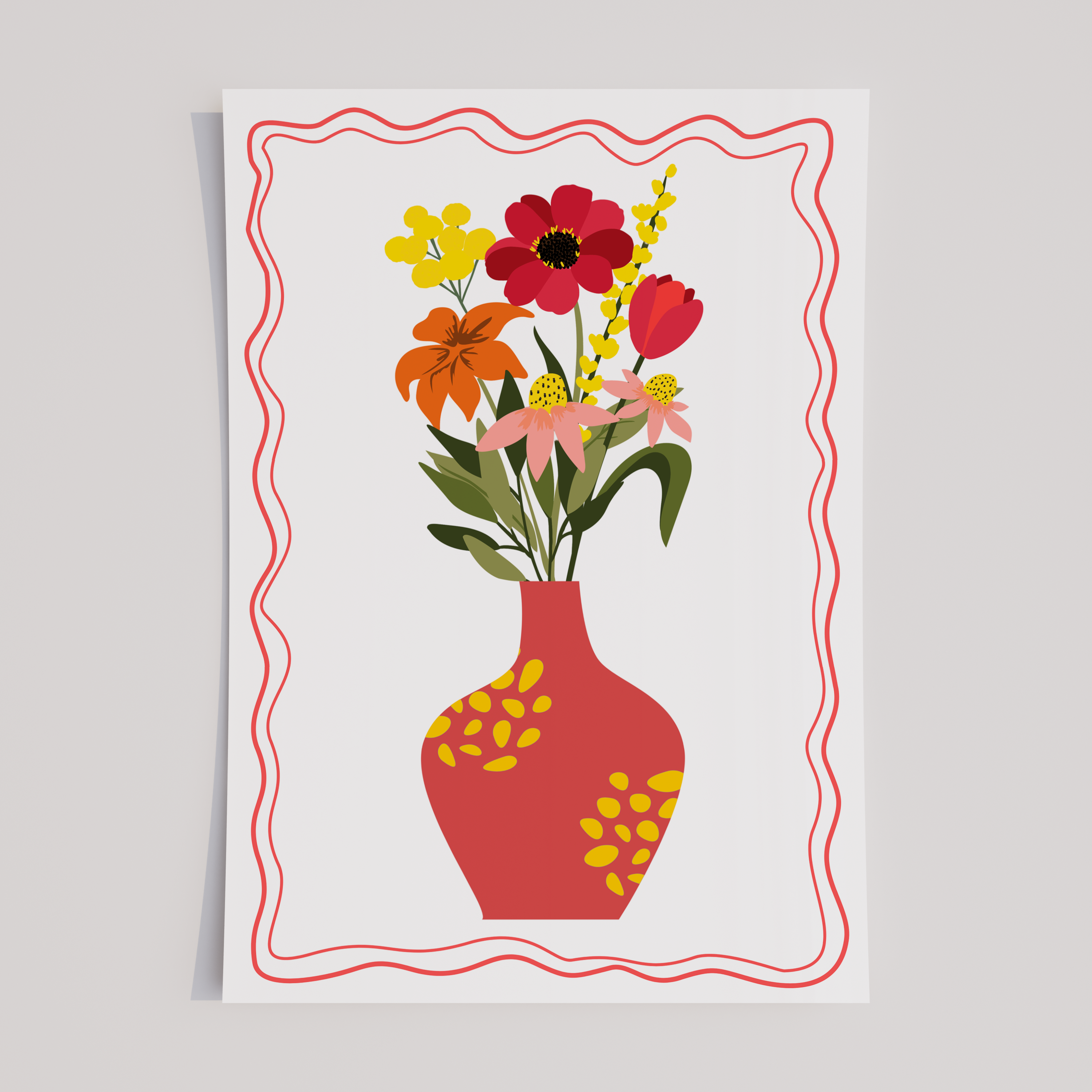 Unframed Colourful Floral Boho Art Print