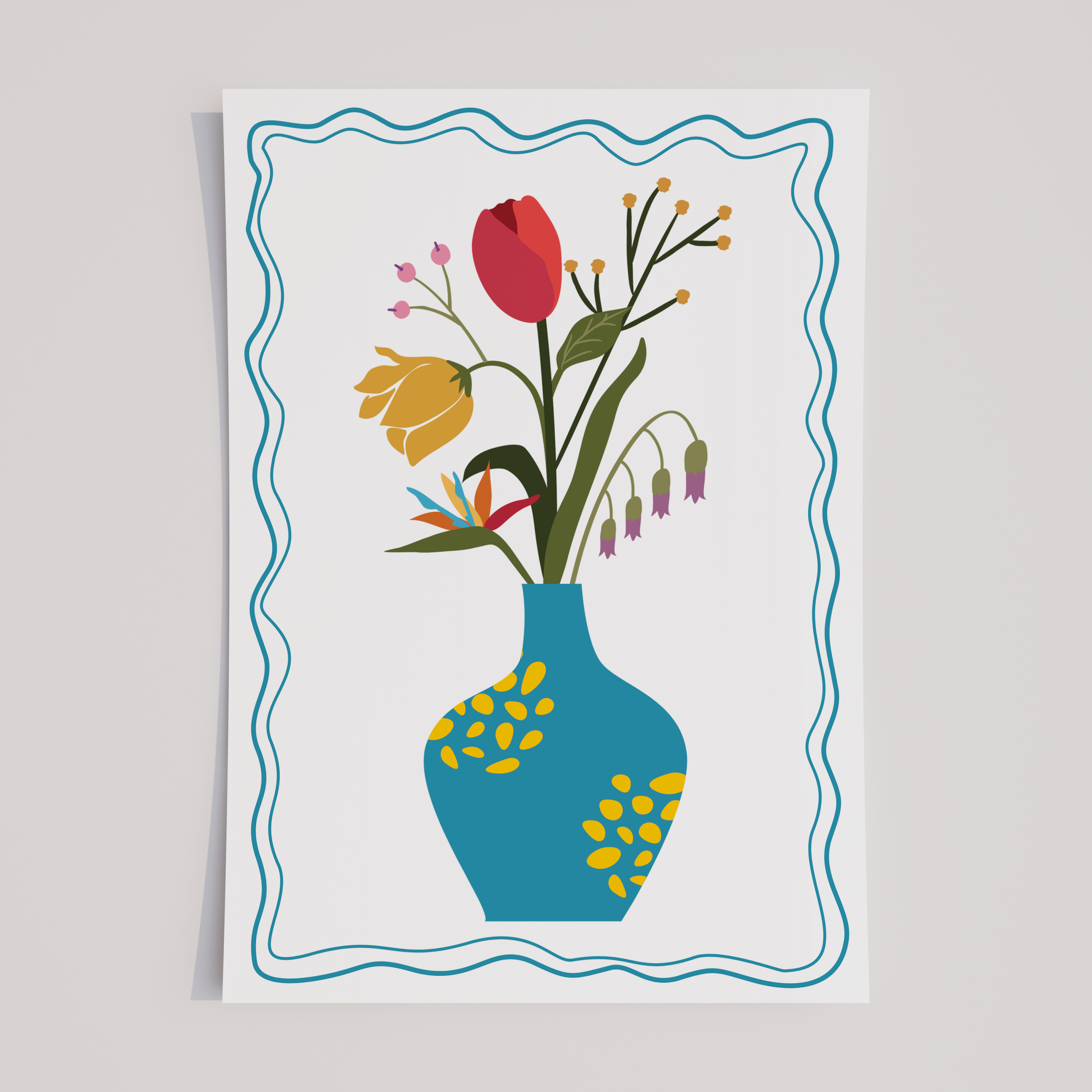Unframed Bright Boho Floral Art Print