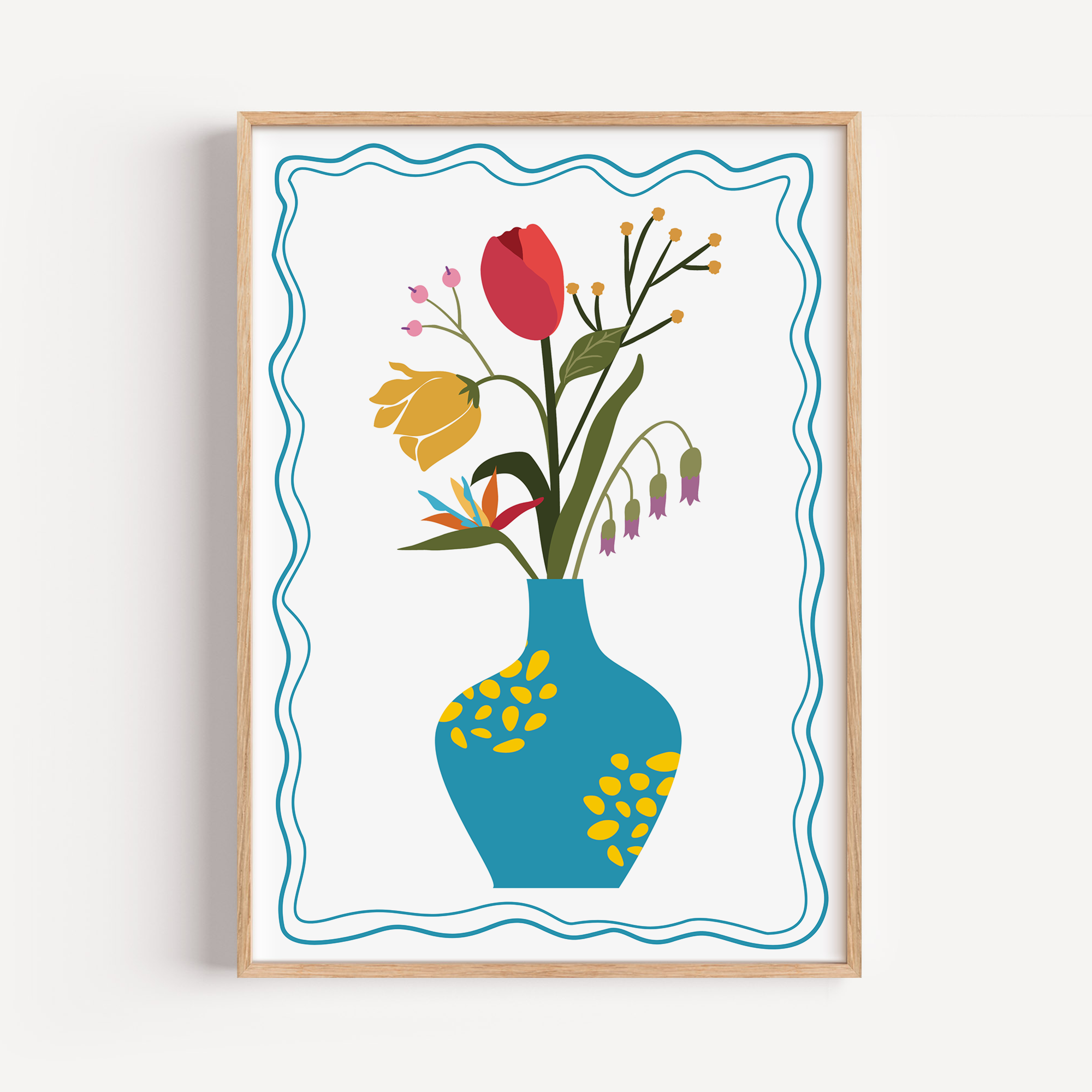 Unframed Bright Boho Floral Art Print