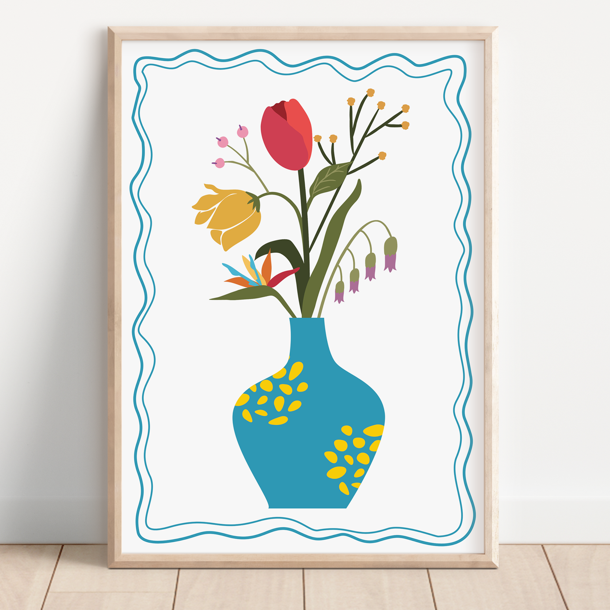 Unframed Bright Boho Floral Art Print