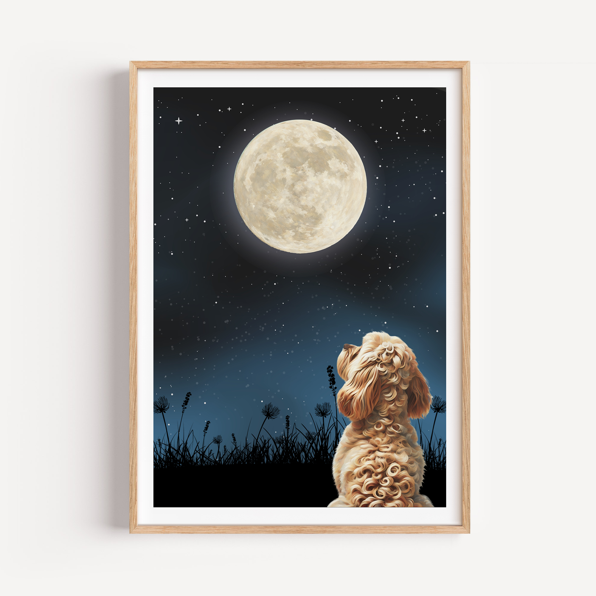 Unframed Moon Gazing Cockapoo Art Print