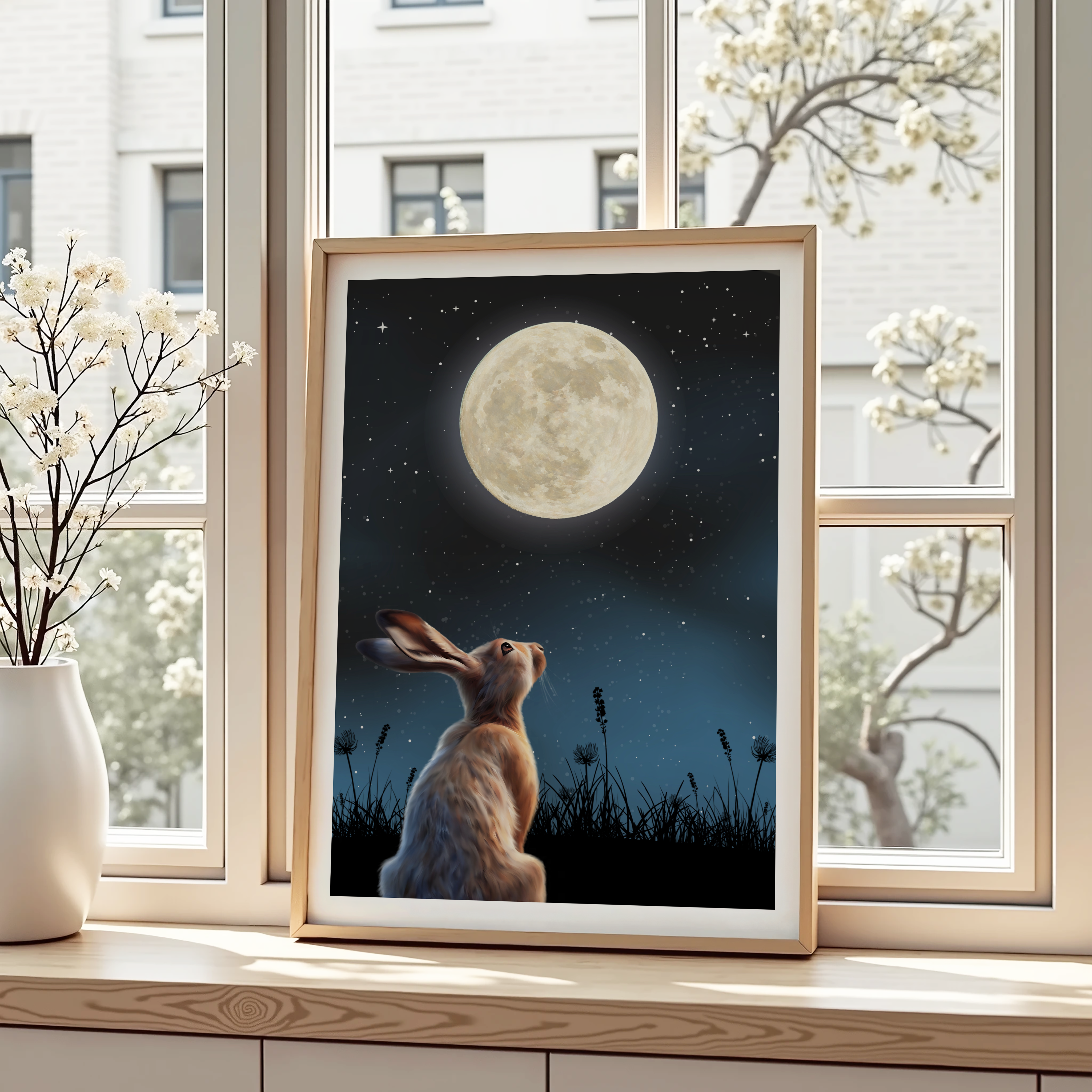 Unframed Moon Gazing Hare Art Print