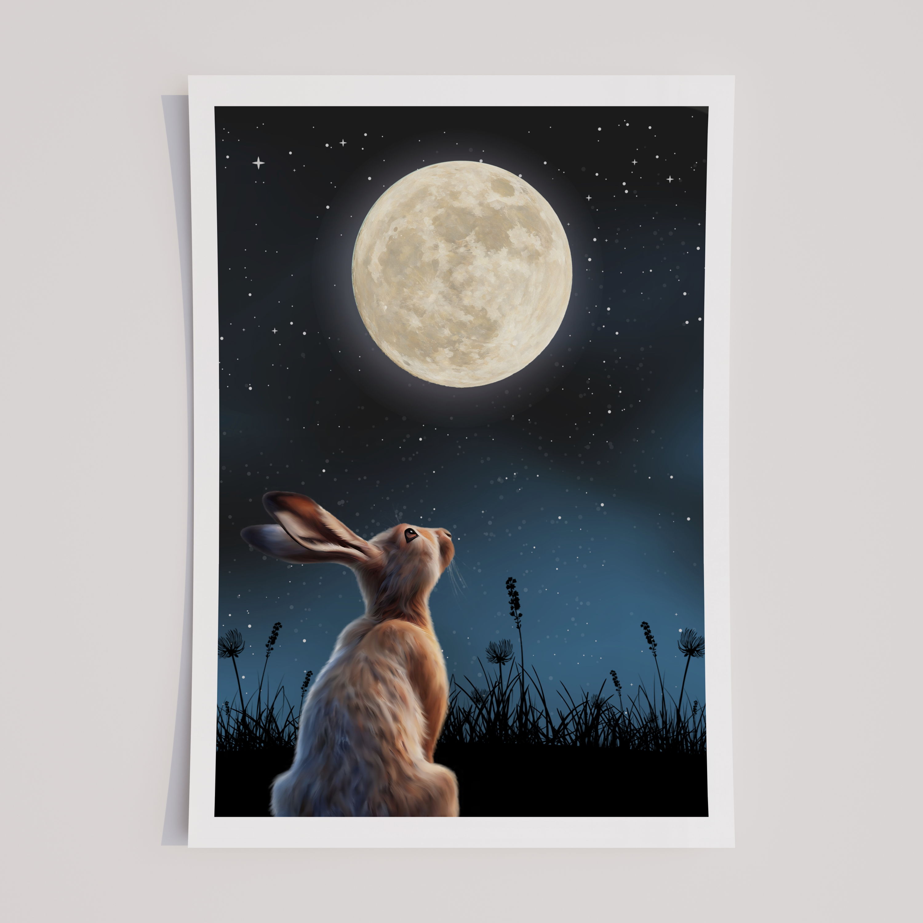 Unframed Moon Gazing Hare Art Print