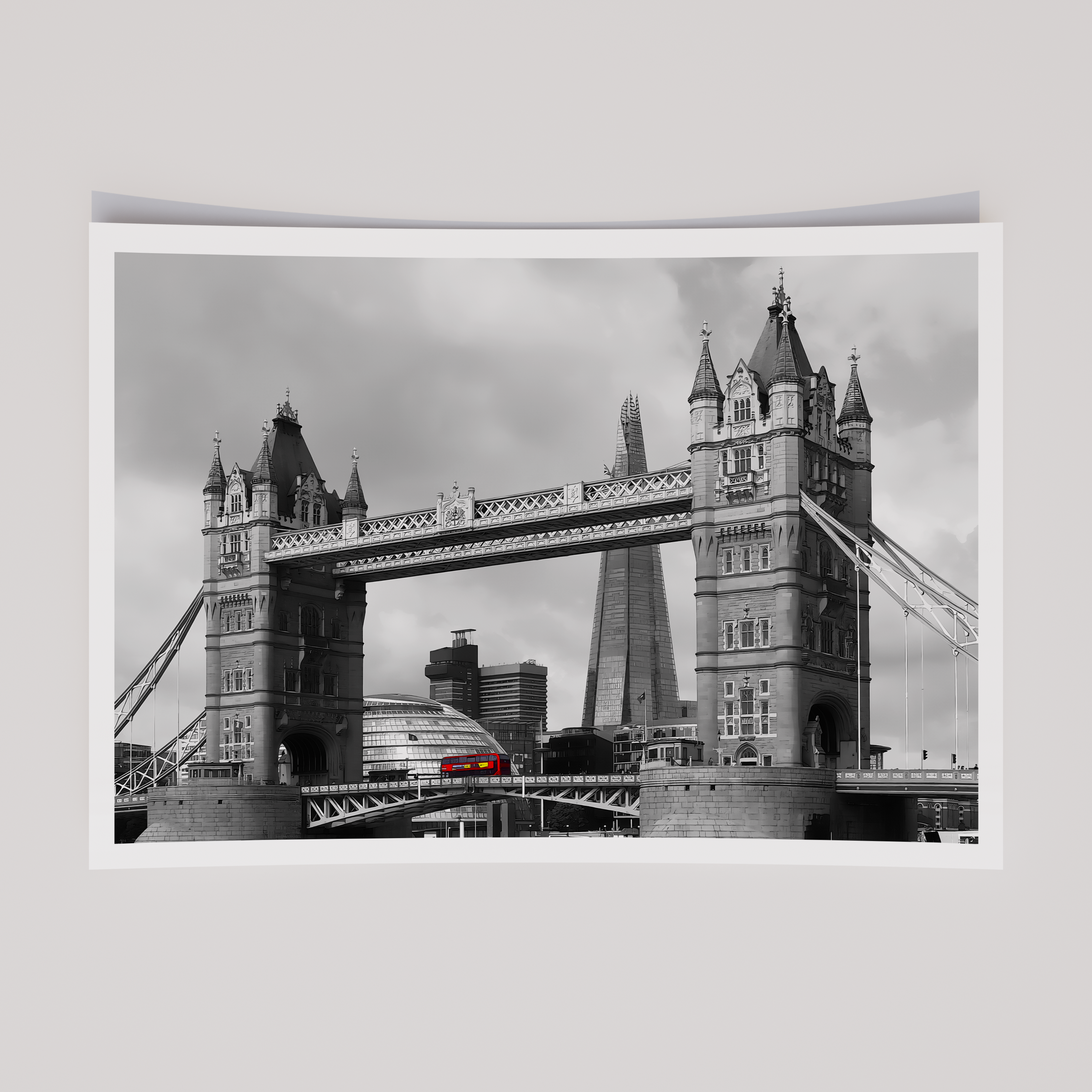 Unframed Tower Bridge London Black and White Art Print