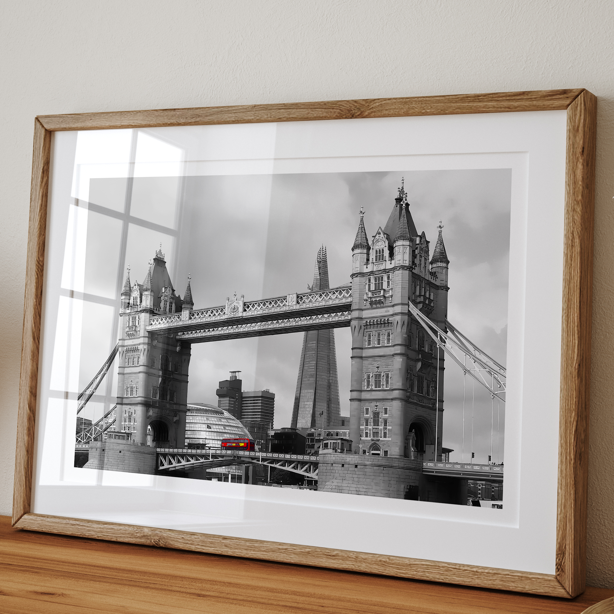 Unframed Tower Bridge London Black and White Art Print