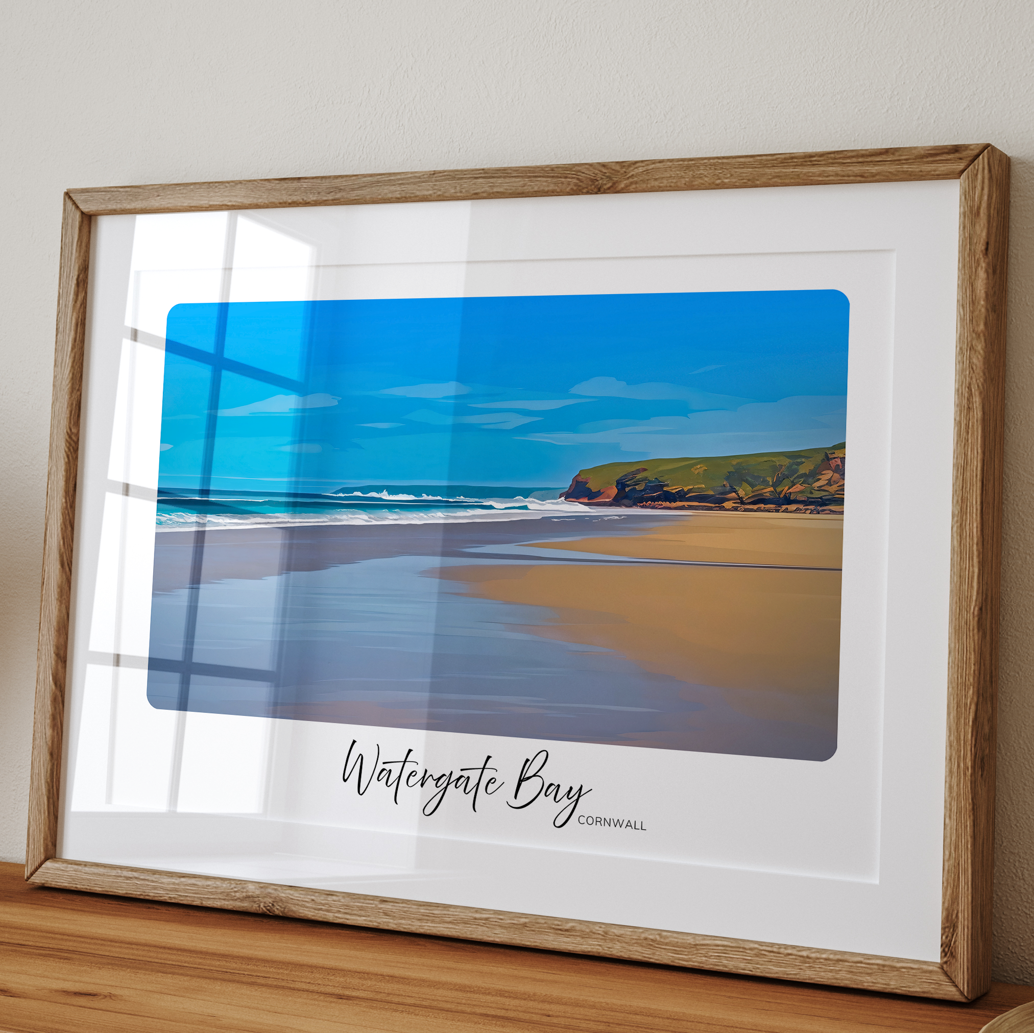 Unframed Watergate Bay Cornwall Travel Art Print