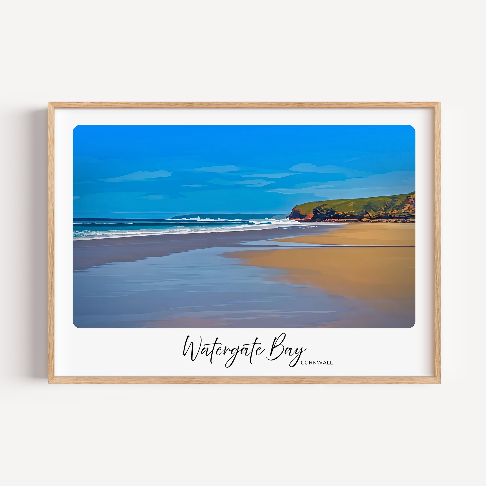 Unframed Watergate Bay Cornwall Travel Art Print
