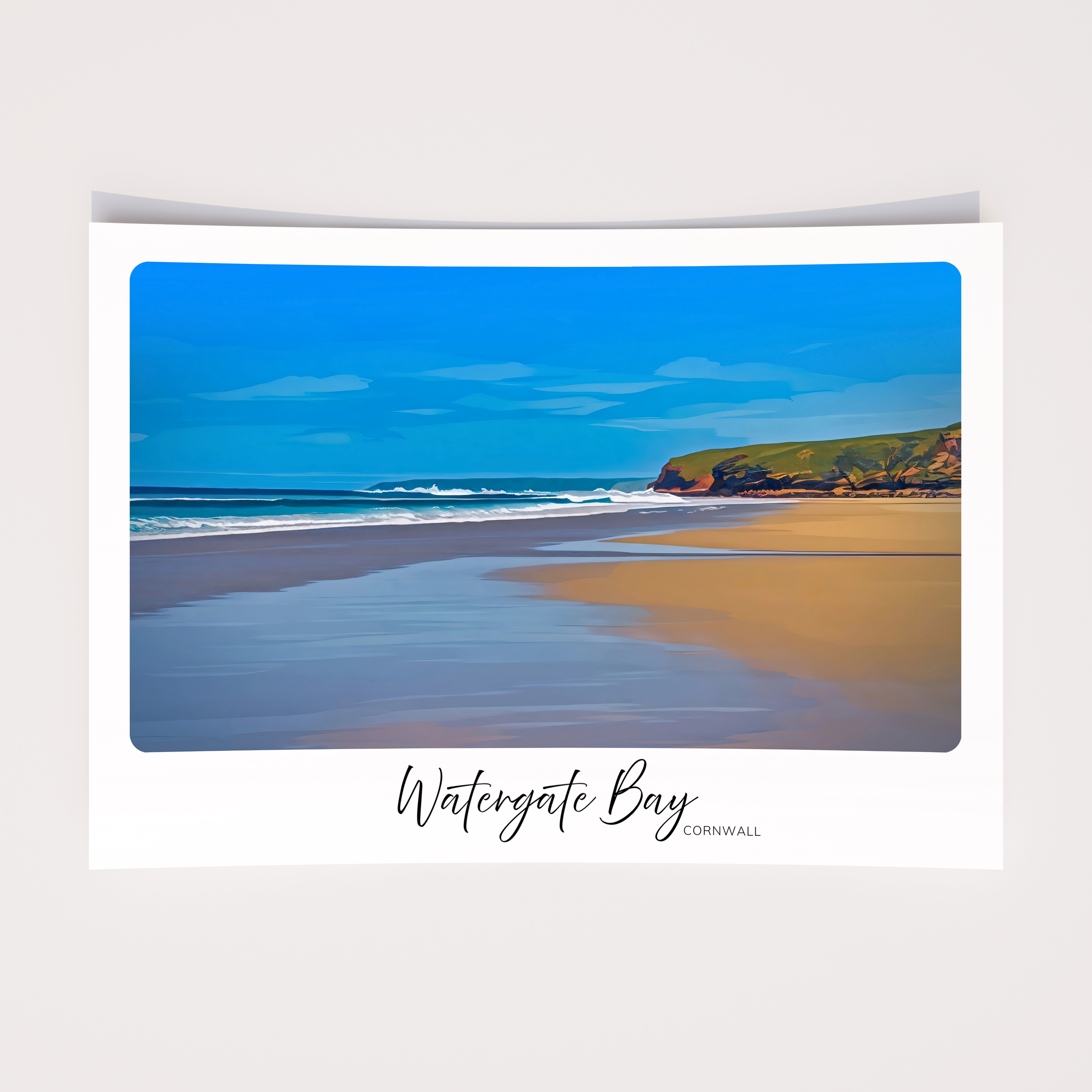 Unframed Watergate Bay Cornwall Travel Art Print