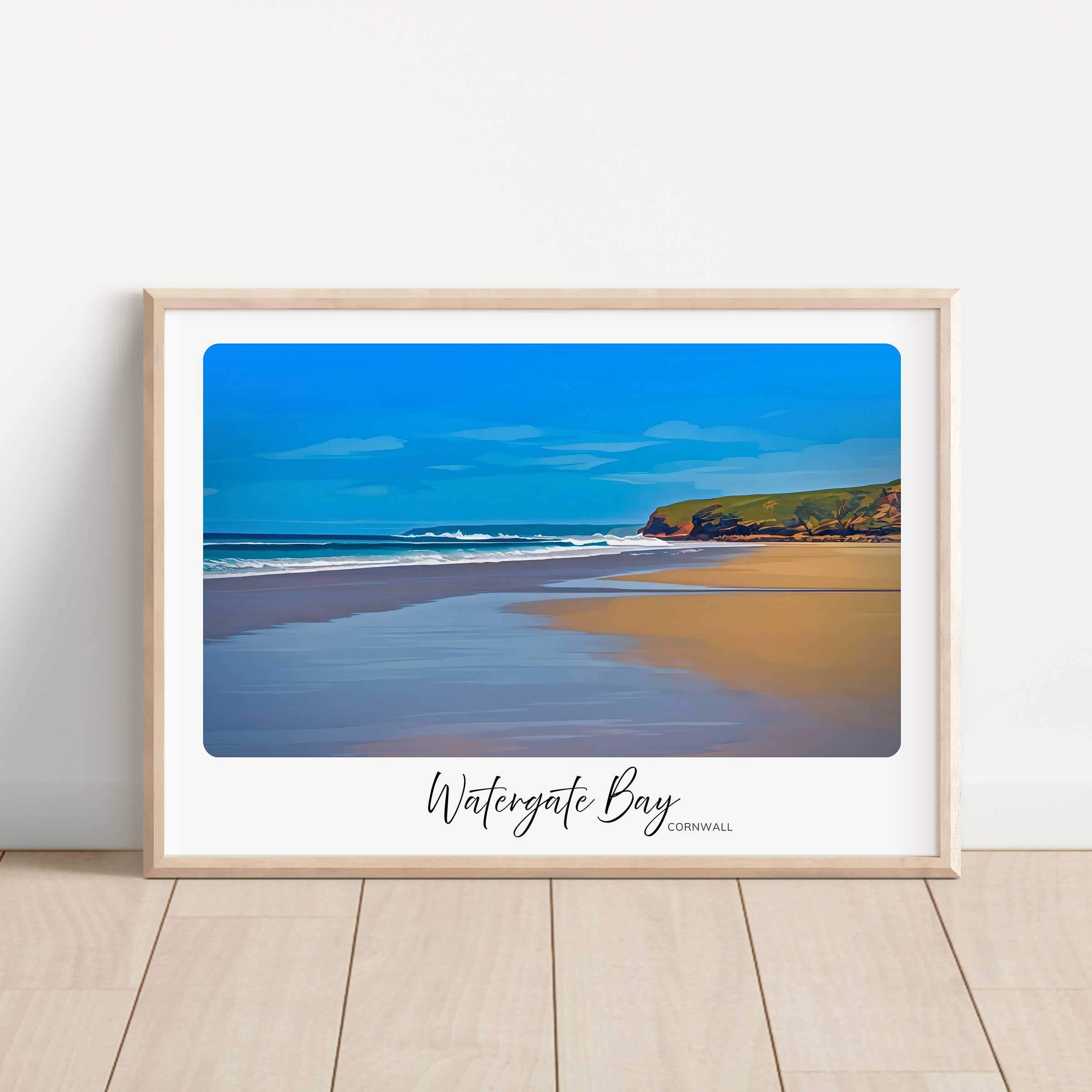 Unframed Watergate Bay Cornwall Travel Art Print