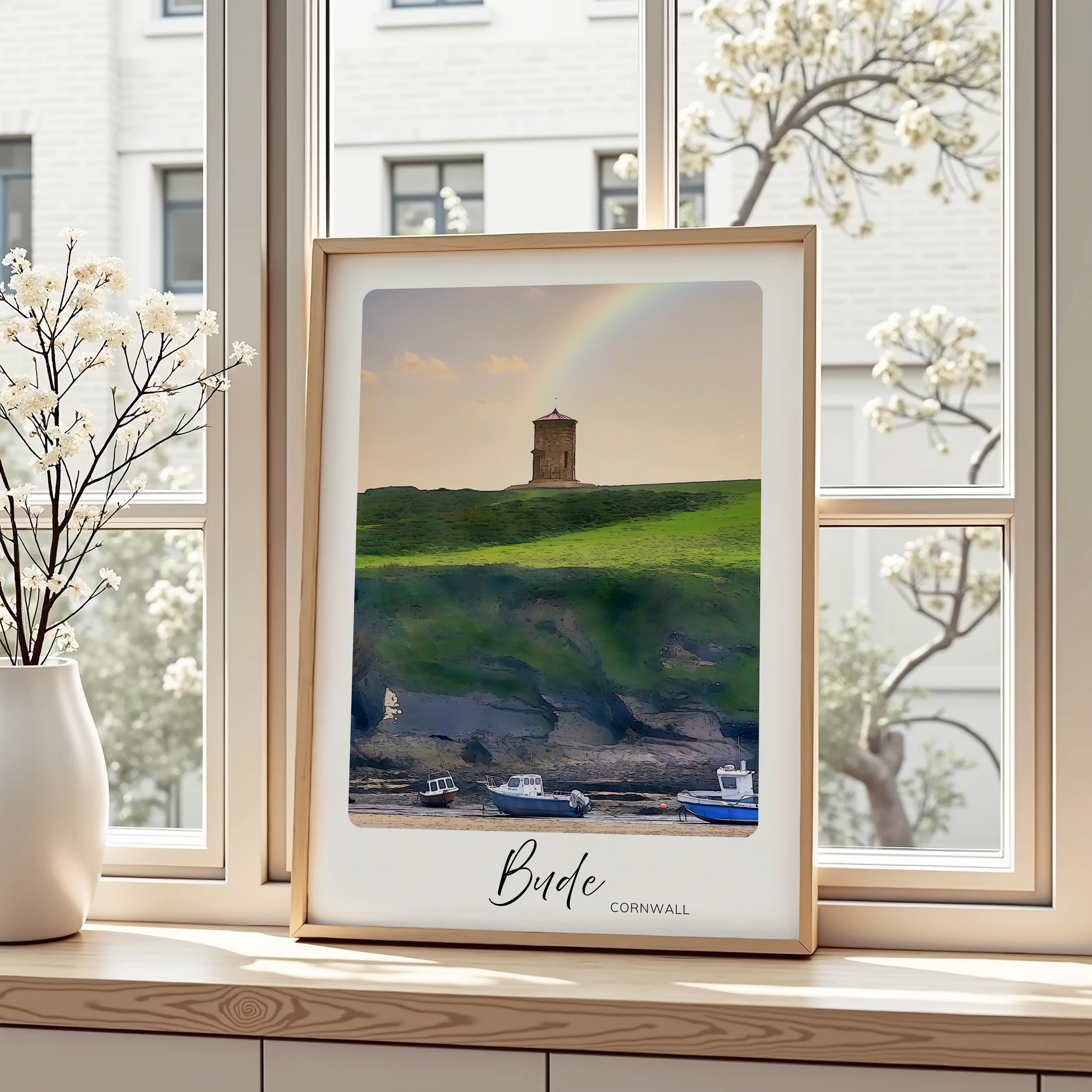 Unframed Bude Cornwall Beach Travel Art Print