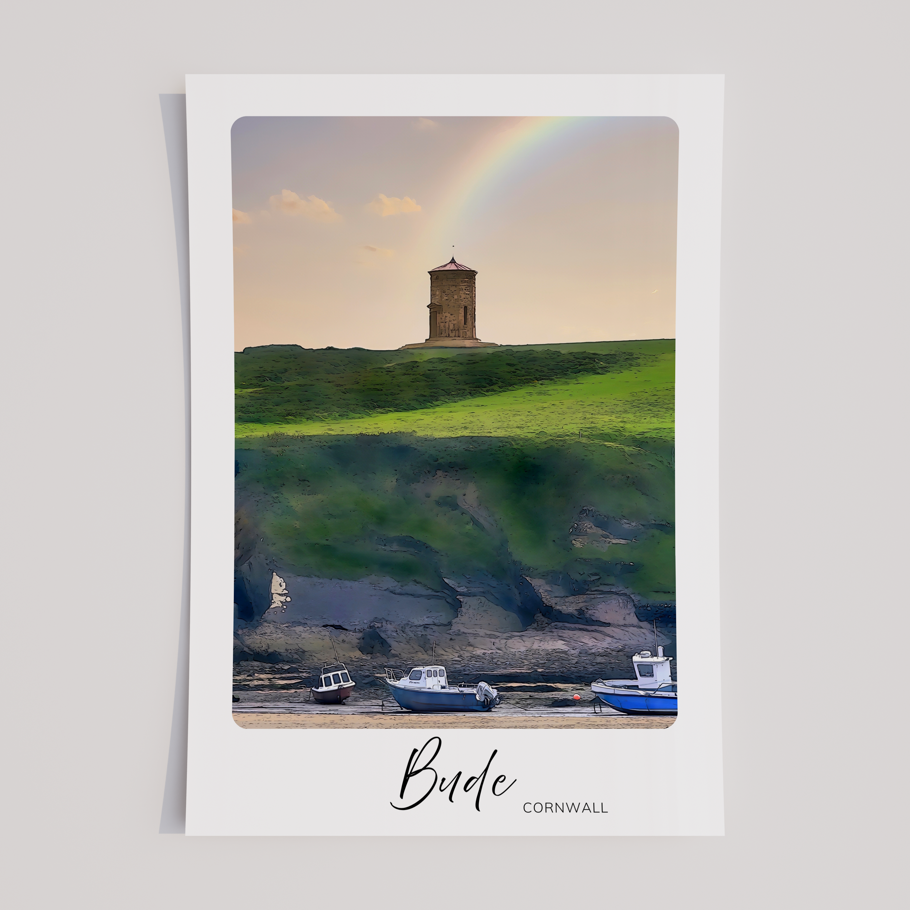Unframed Bude Cornwall Beach Travel Art Print
