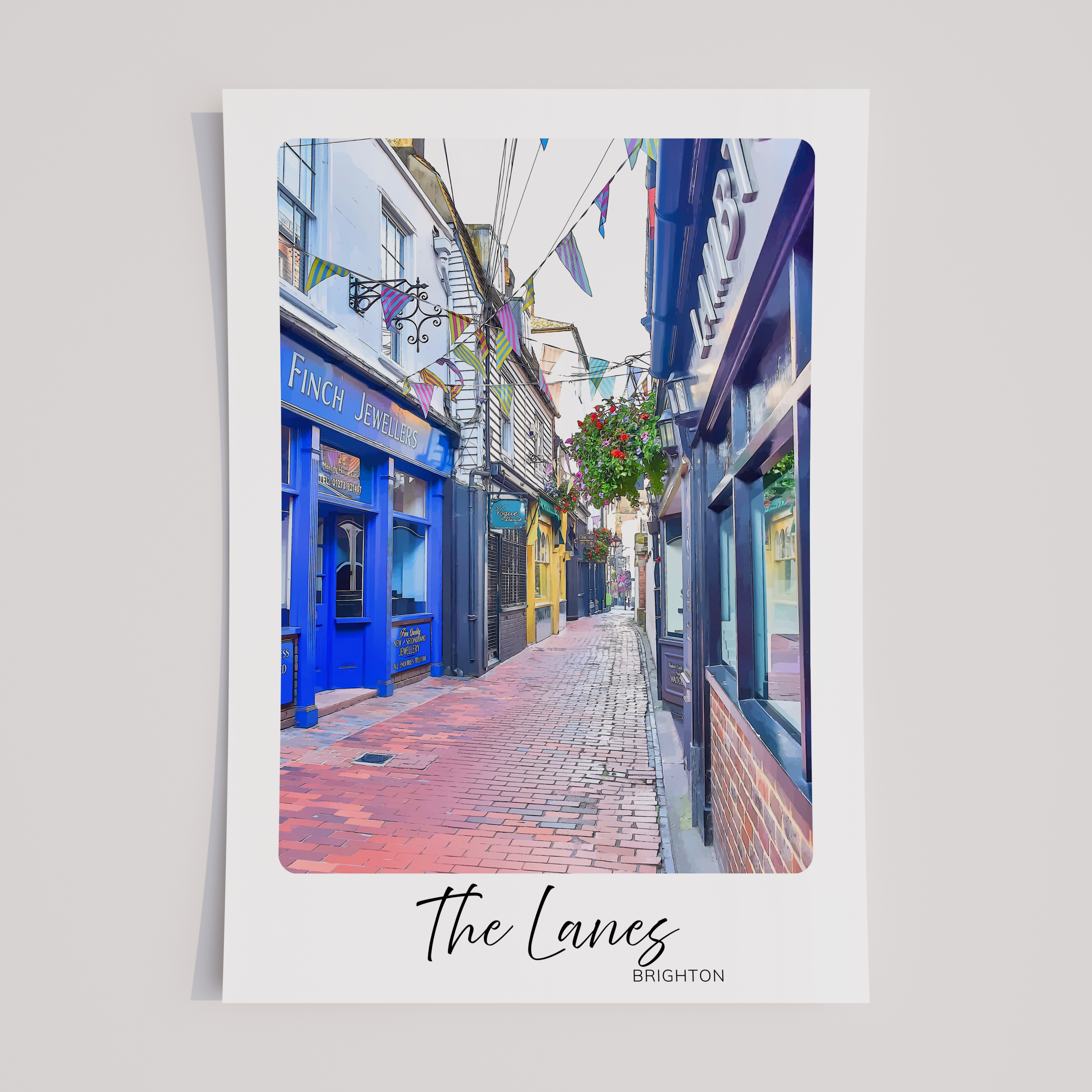 Unframed Brighton The Lanes Travel Art Print 