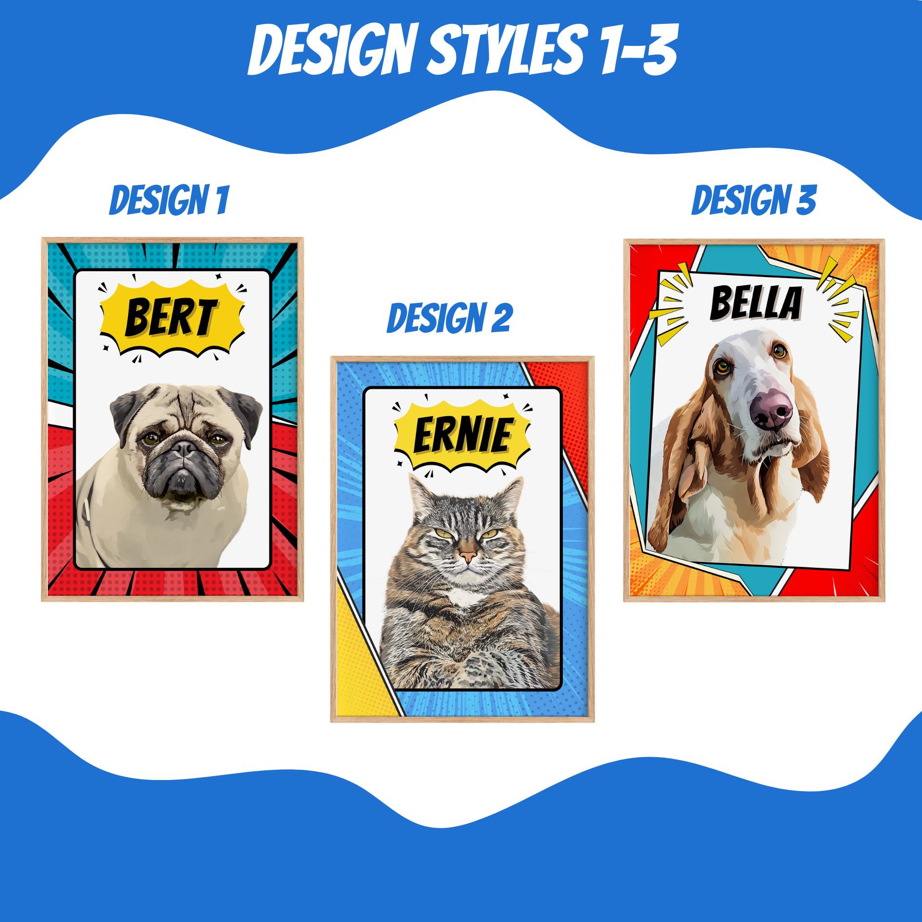 Unframed Personalised Custom Comic Style Pet Portrait Art Print 