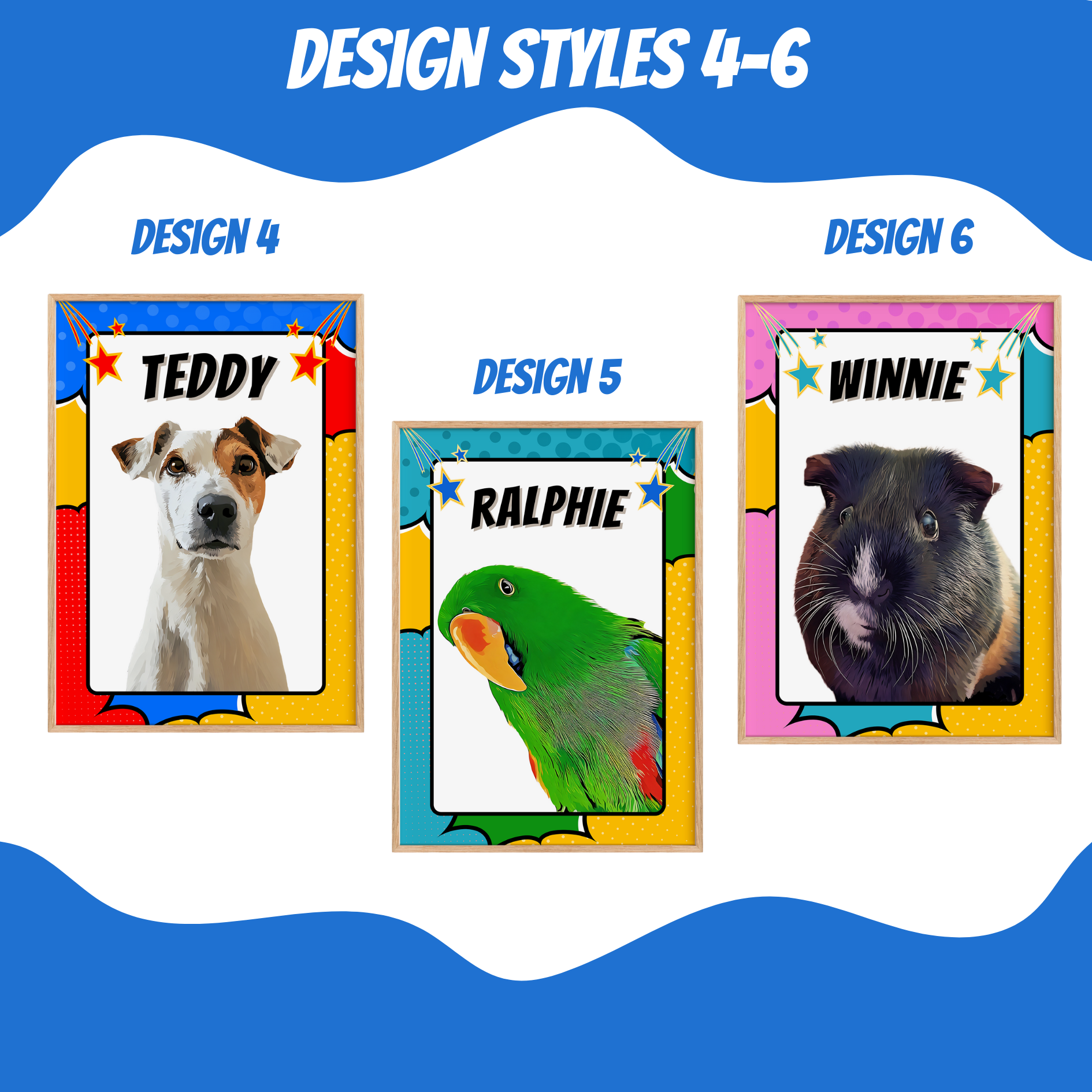 Unframed Personalised Custom Comic Style Pet Portrait Art Print 