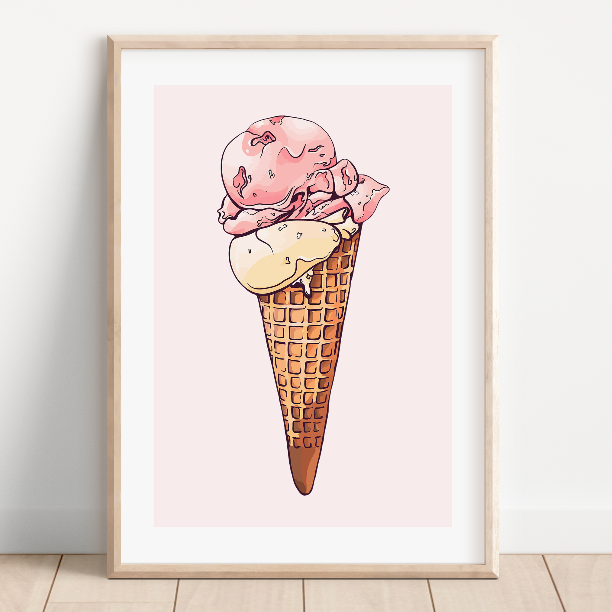 Unframed Ice Cream Cone Kitchen Art Print