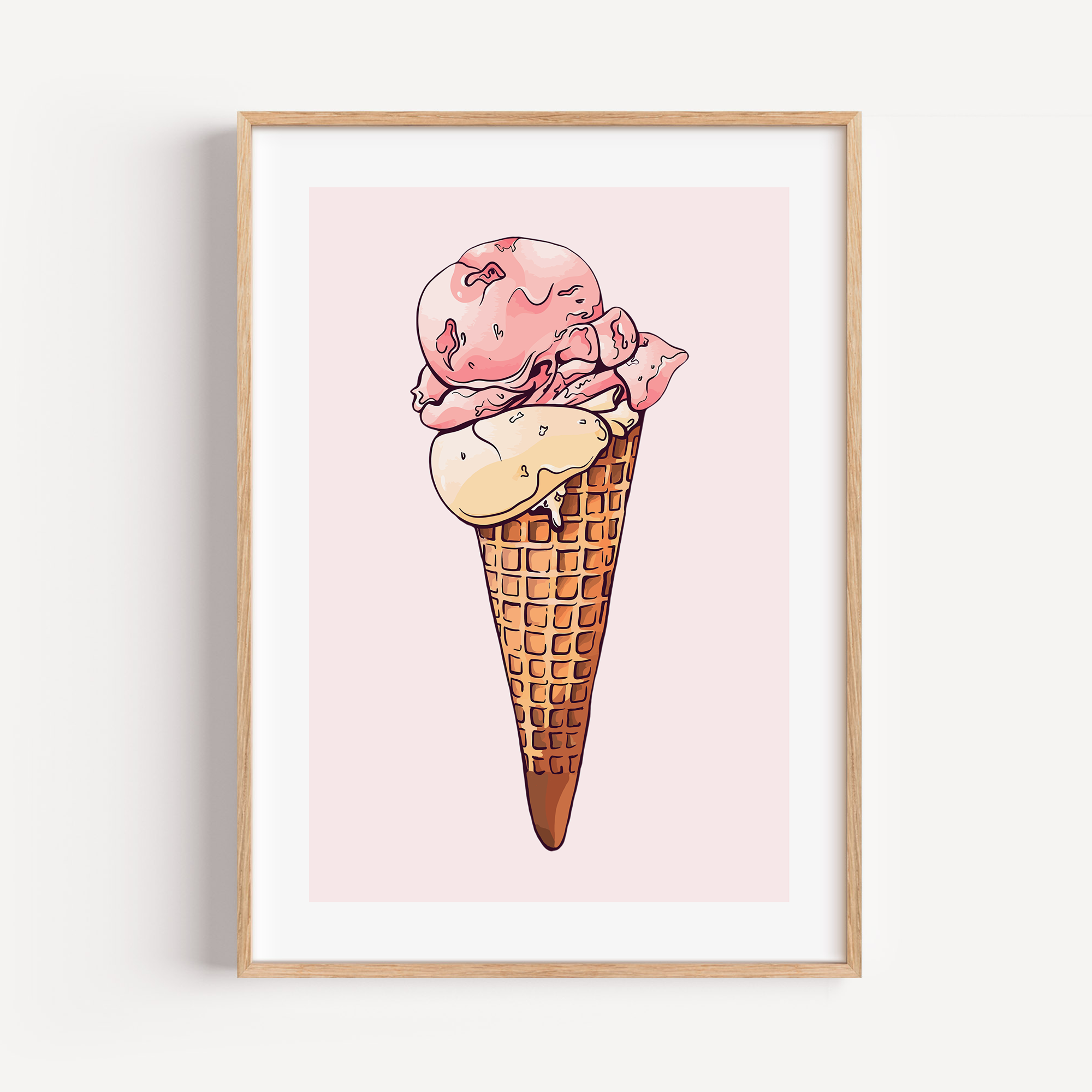 Unframed Ice Cream Cone Kitchen Art Print