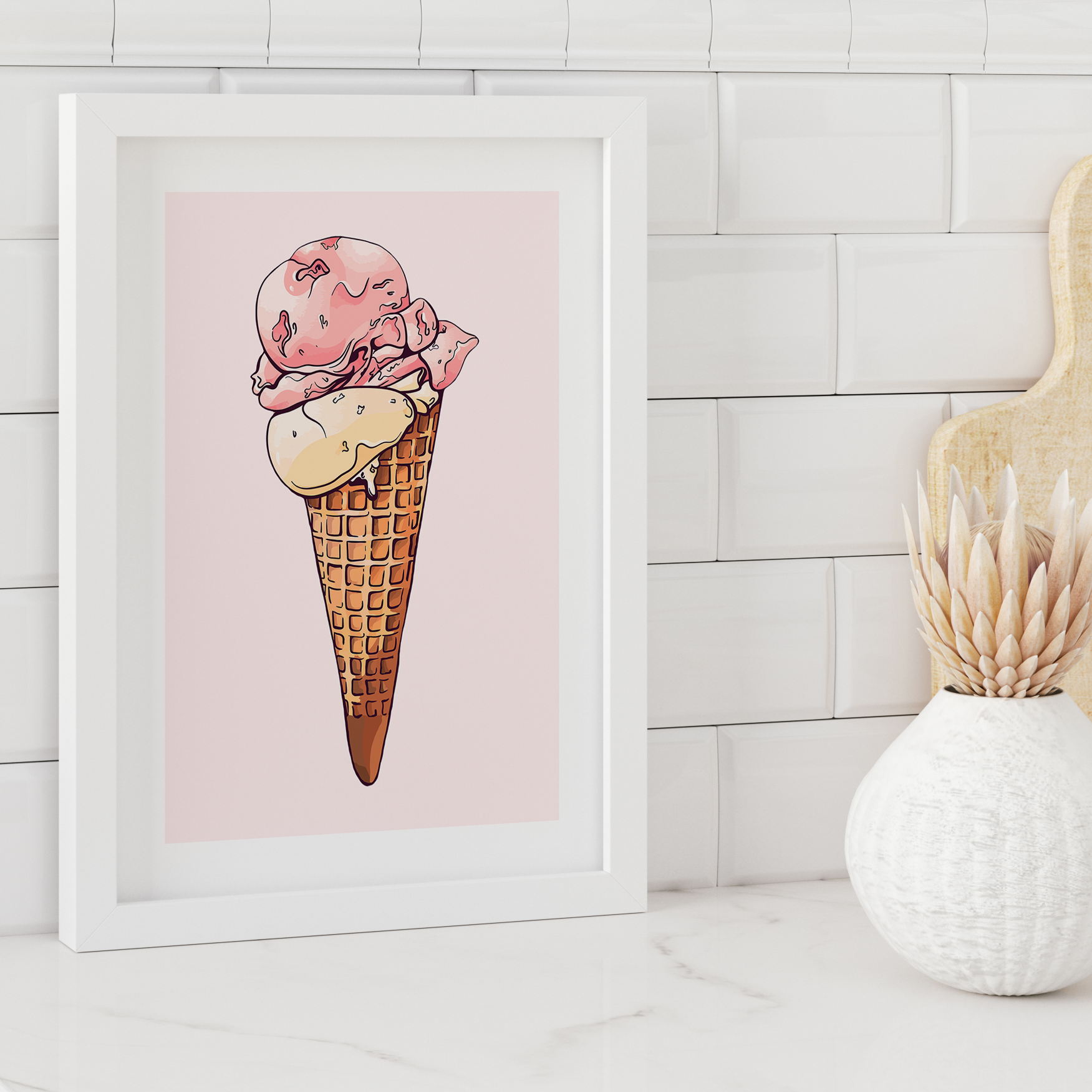 Unframed Ice Cream Cone Kitchen Art Print