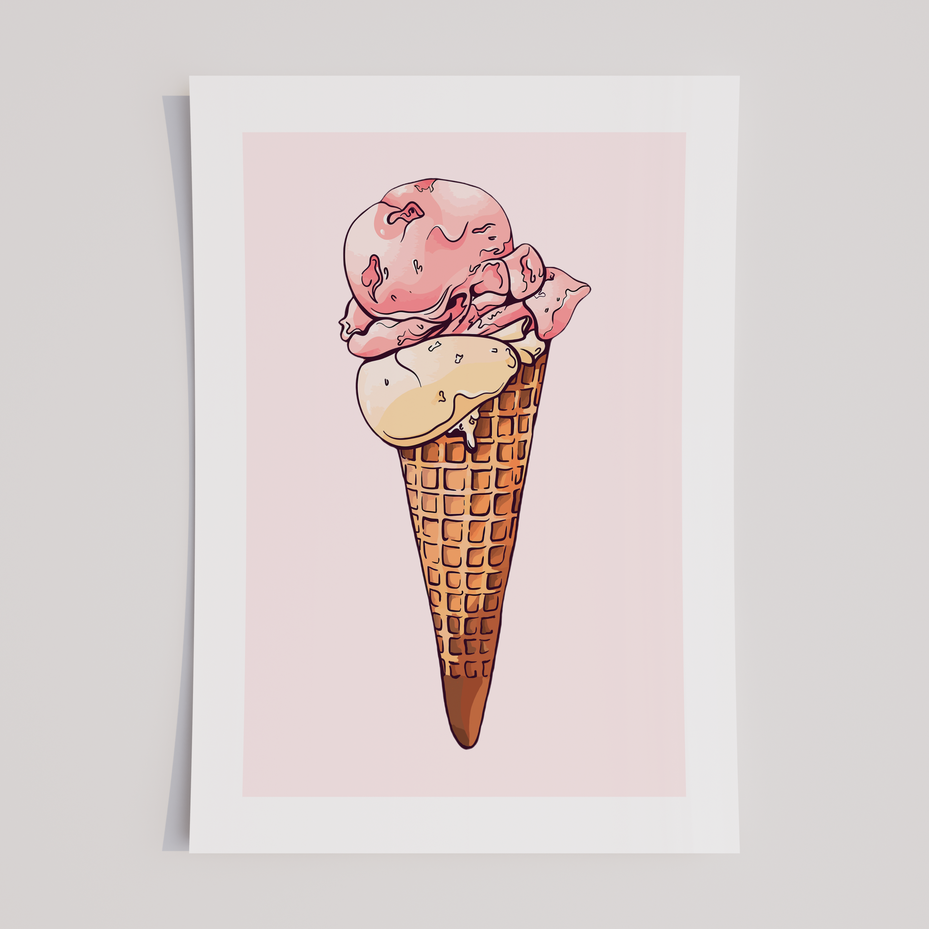 Unframed Ice Cream Cone Kitchen Art Print