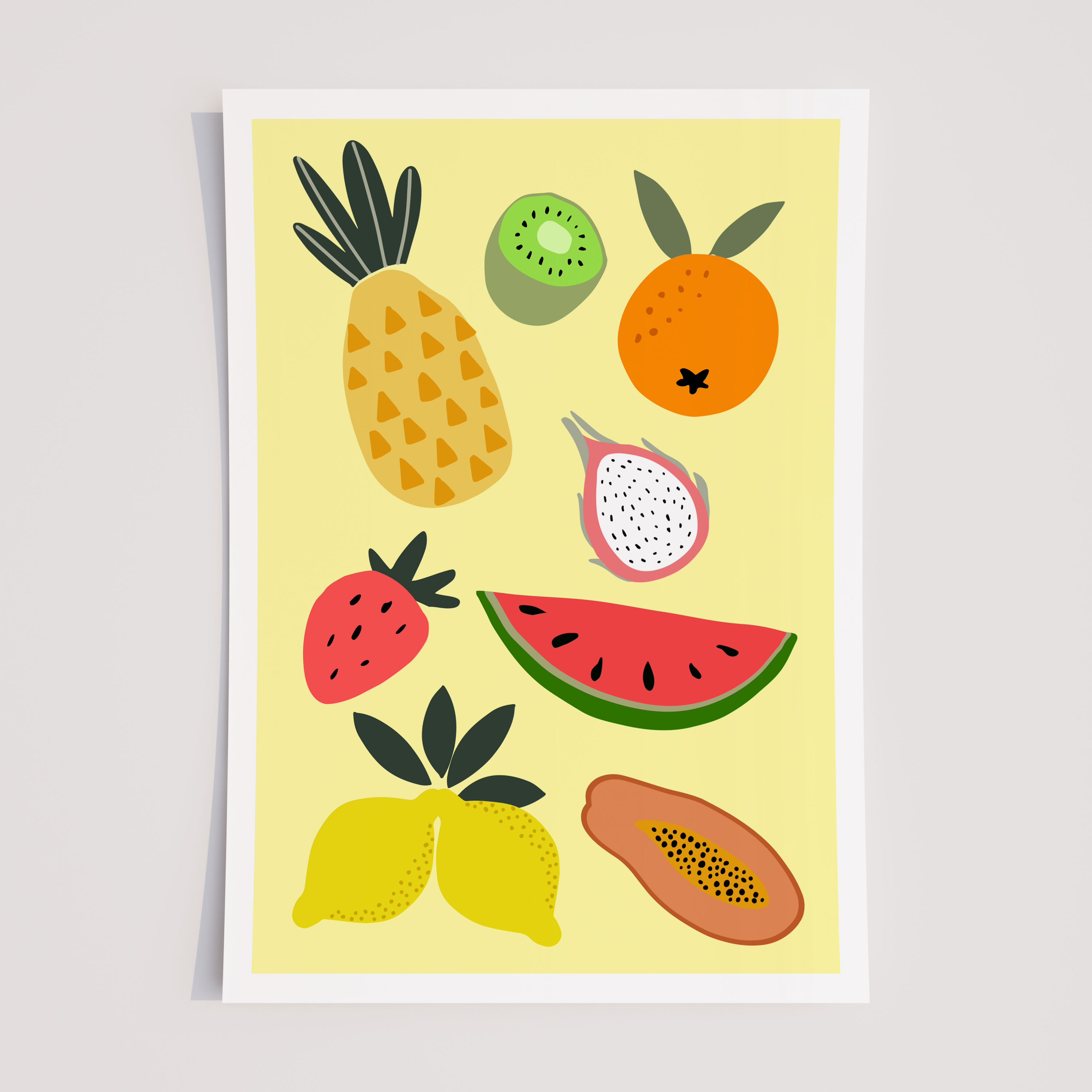 Unframed Tropical Fruit Colourful Kitchen Print
