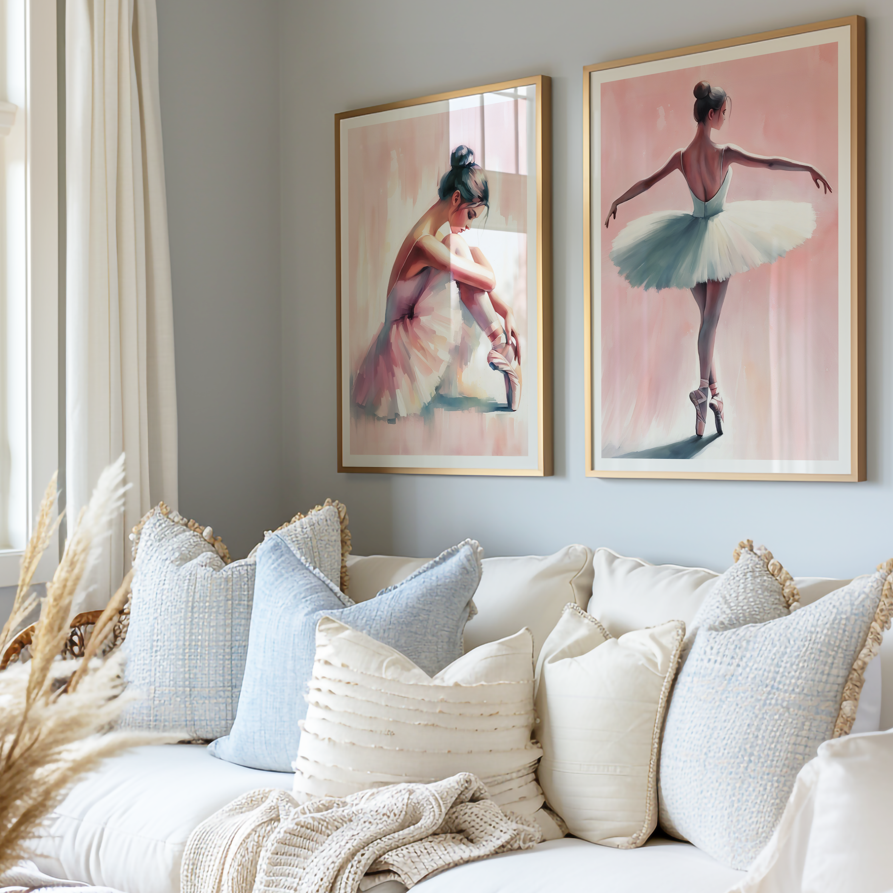 Unframed Pink Ballet Dancer Set of 2 Art Prints