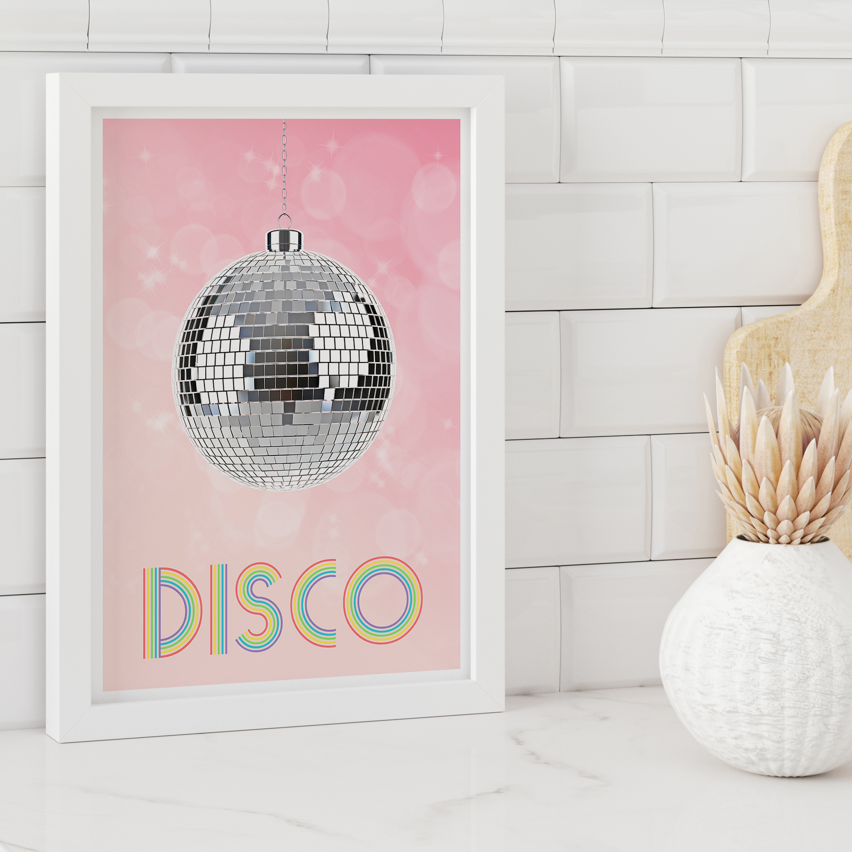 Unframed Retro Disco Ball Art Print