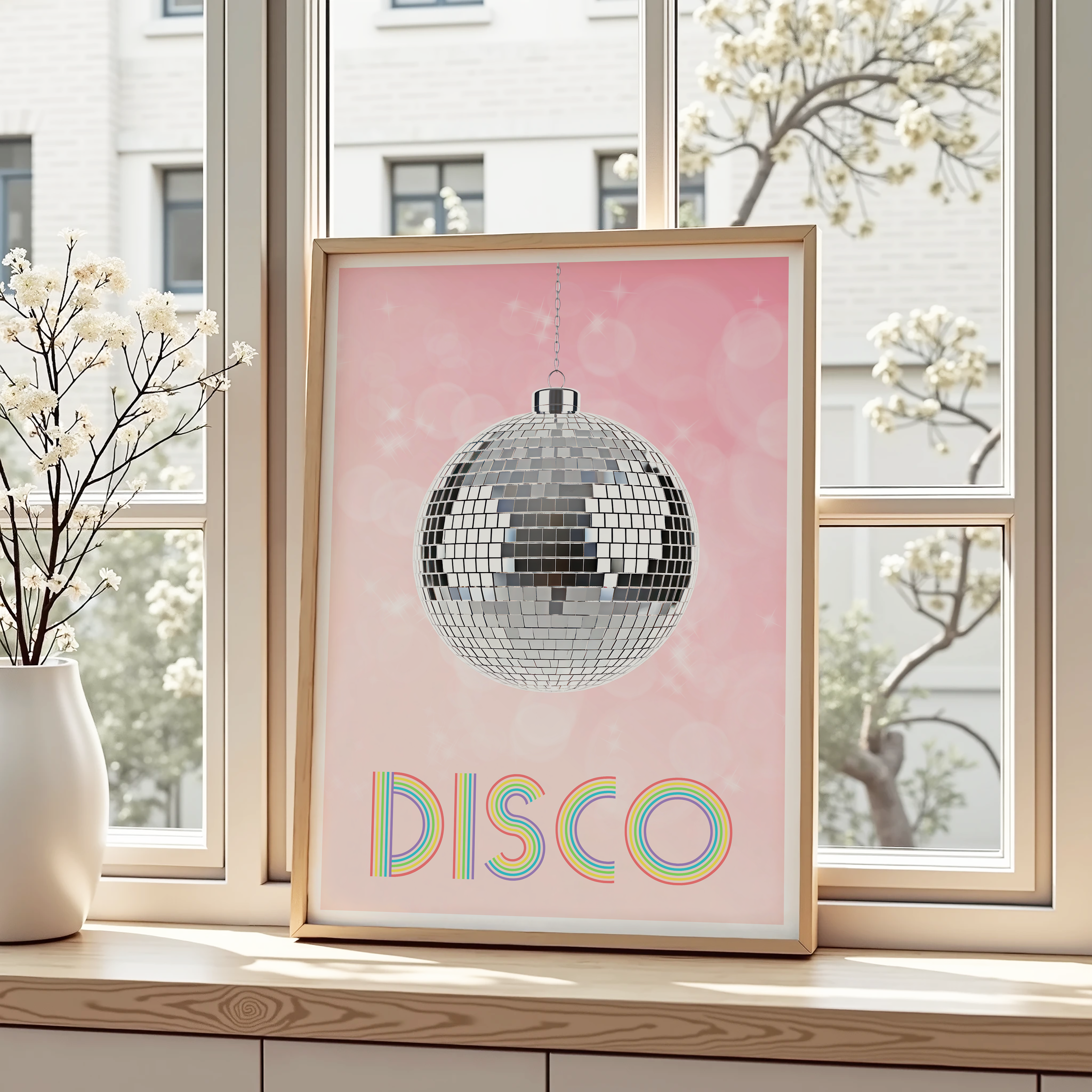 Unframed Retro Disco Ball Art Print