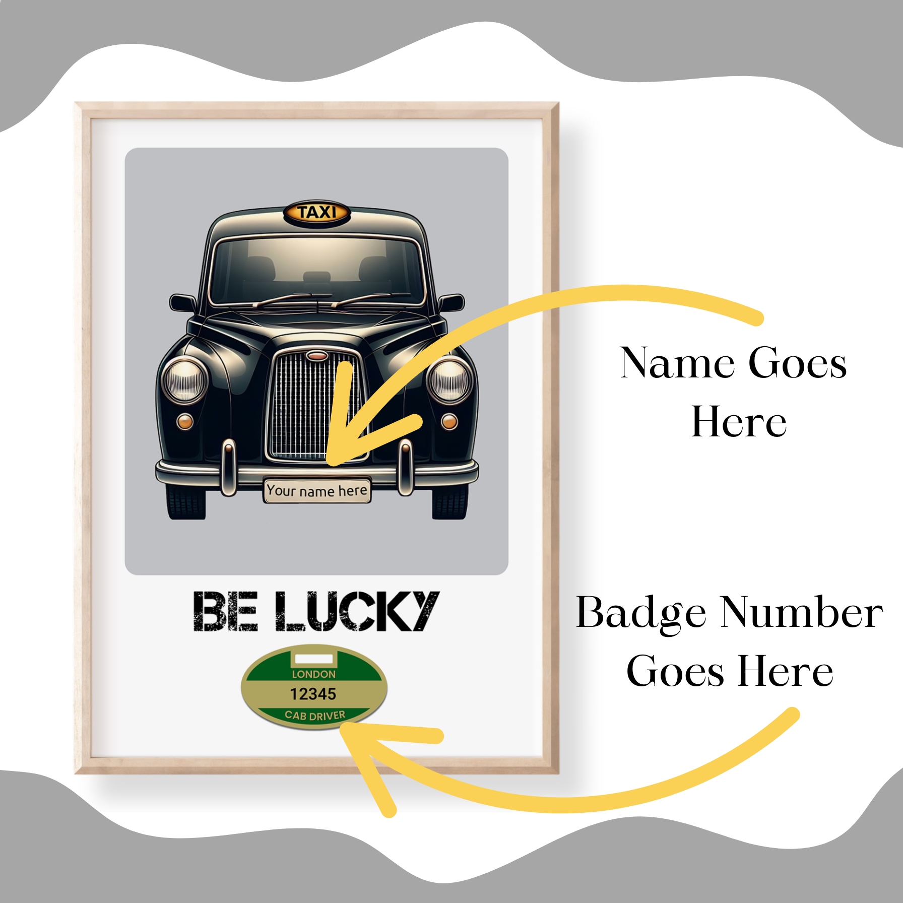 Unframed Personalised Taxi Art Print
