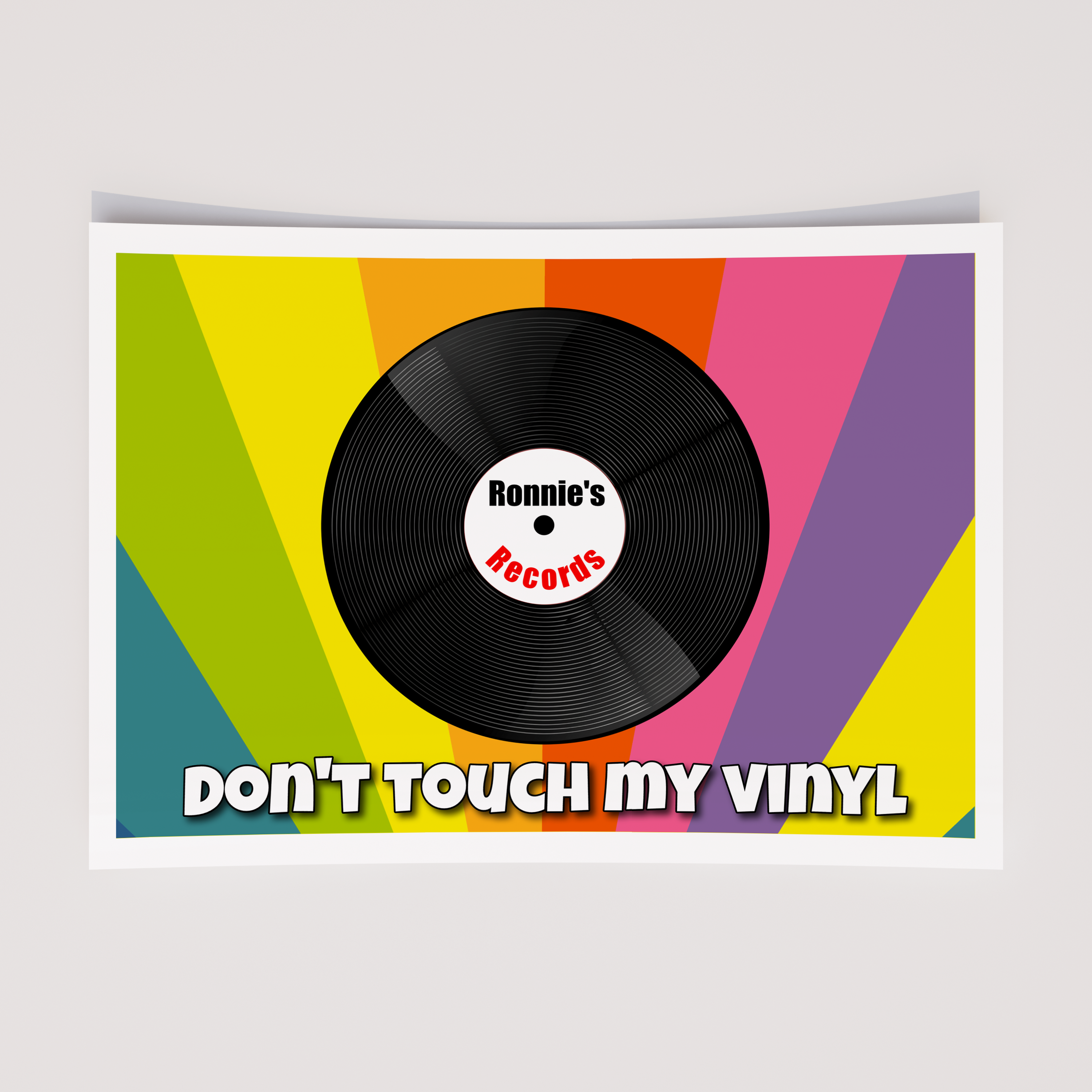 Unframed Personalised Vinyl Record Art Print – Retro Music Wall Art with Custom Name