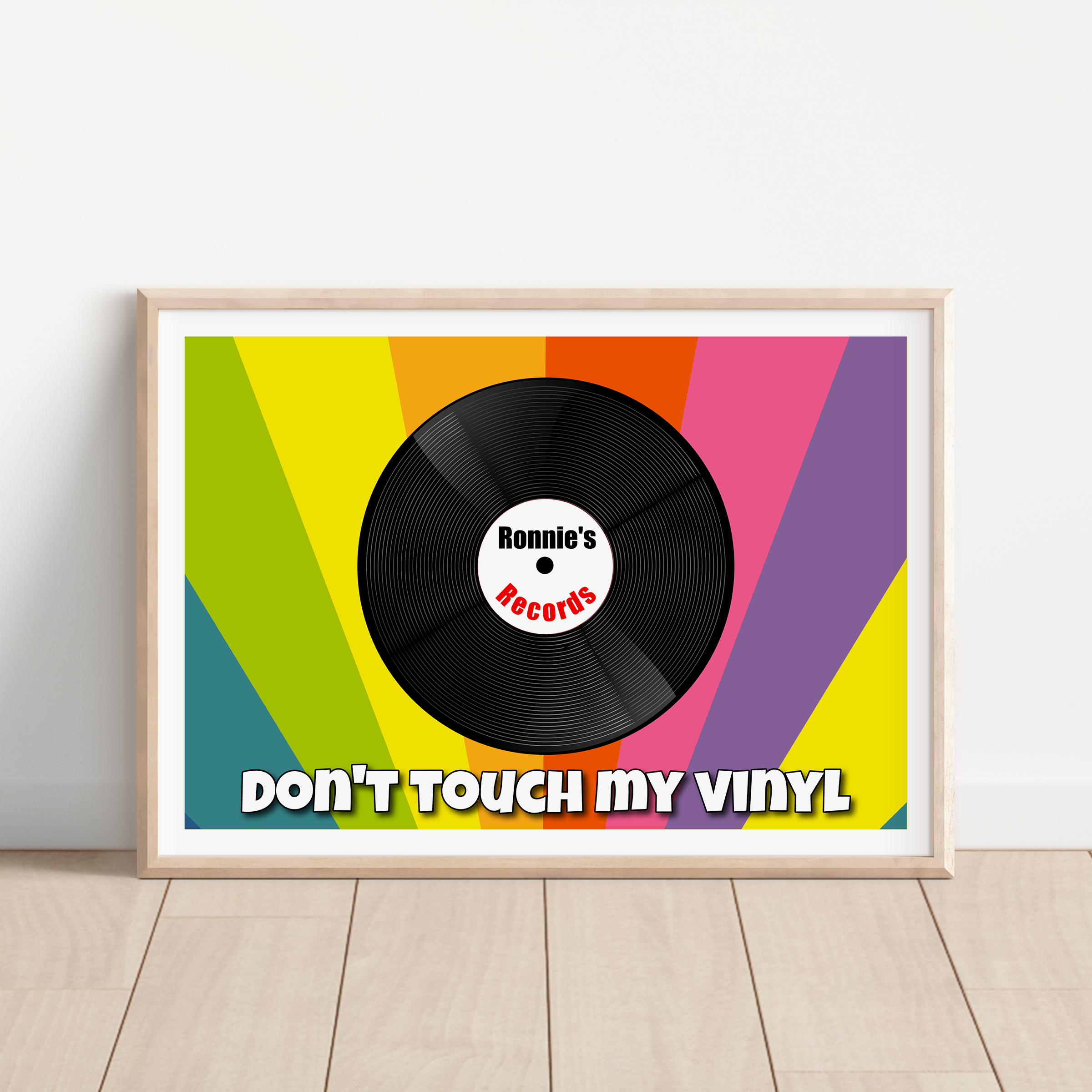Unframed Personalised Vinyl Record Art Print – Retro Music Wall Art with Custom Name