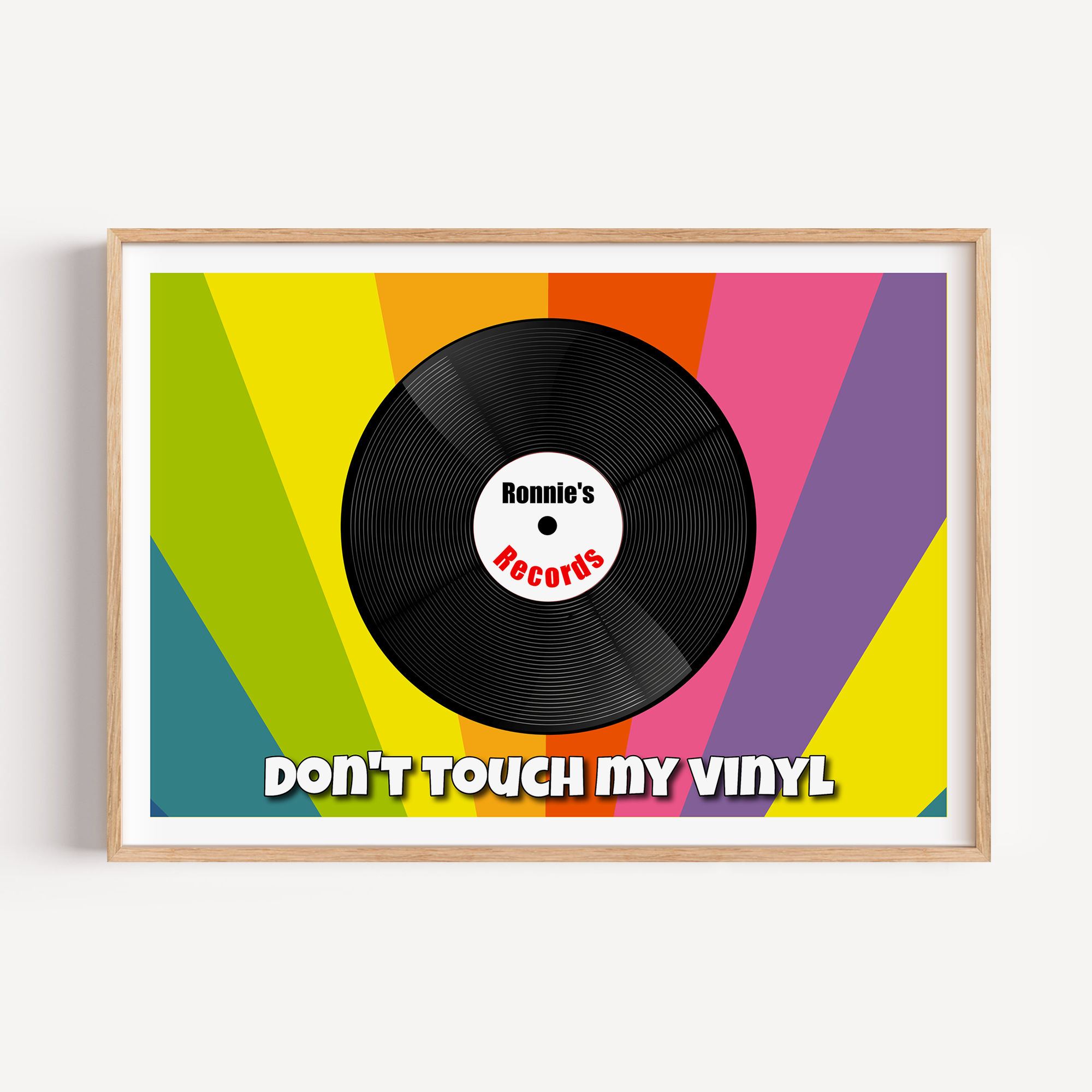 Unframed Personalised Vinyl Record Art Print – Retro Music Wall Art with Custom Name