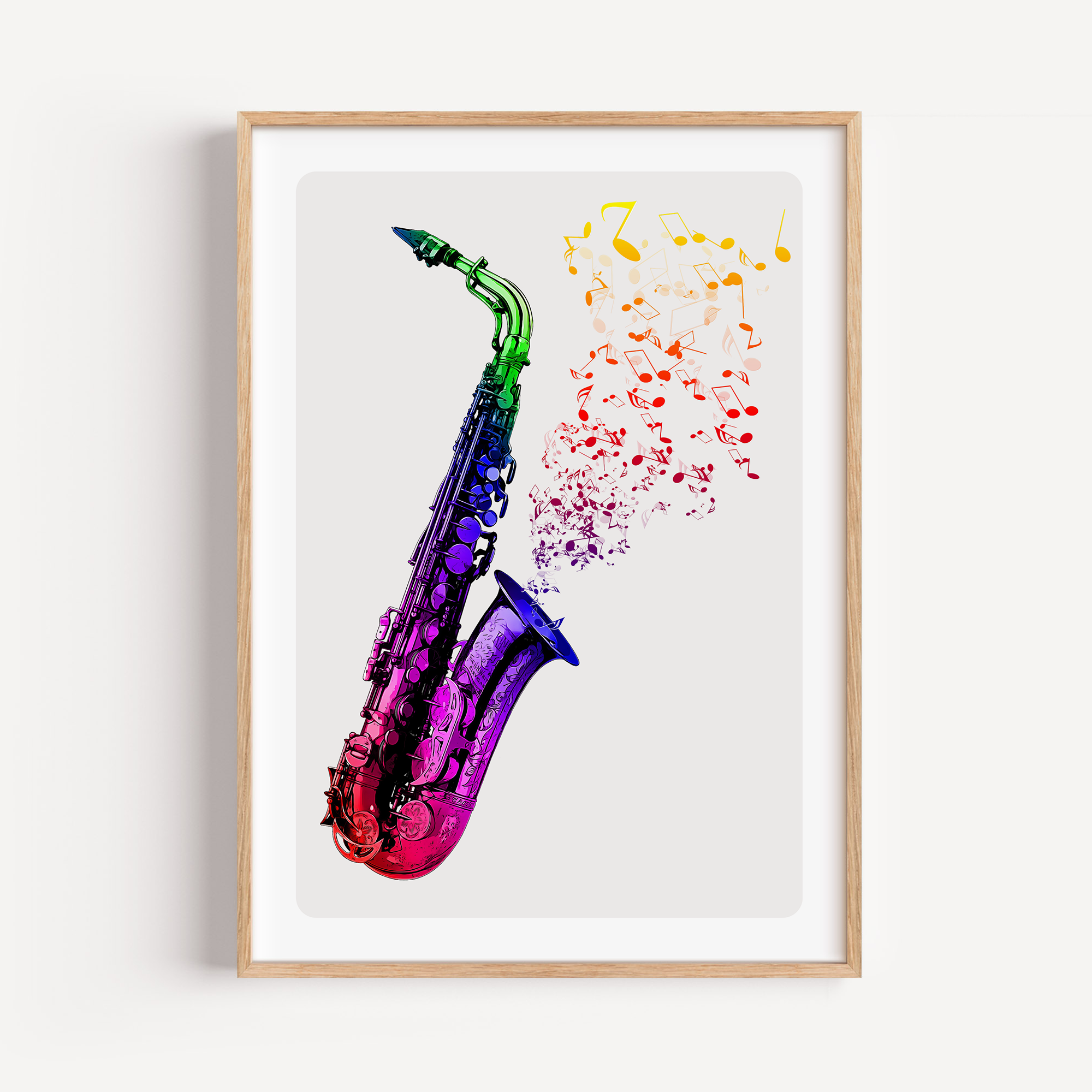 Rainbow Saxophone Art Print – Colourful Music Wall Decor for Jazz & Instrument Lovers