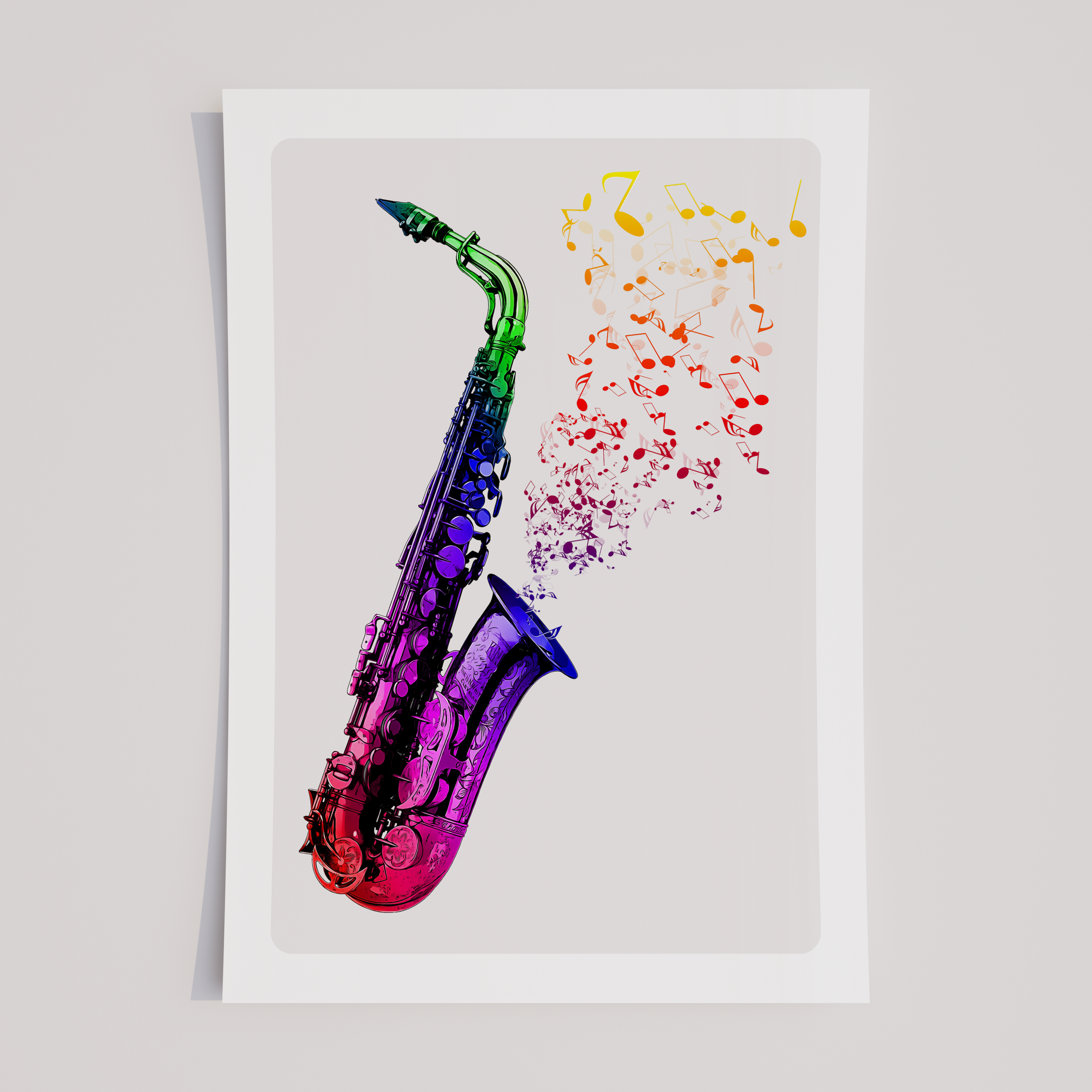 Rainbow Saxophone Art Print – Colourful Music Wall Decor for Jazz & Instrument Lovers