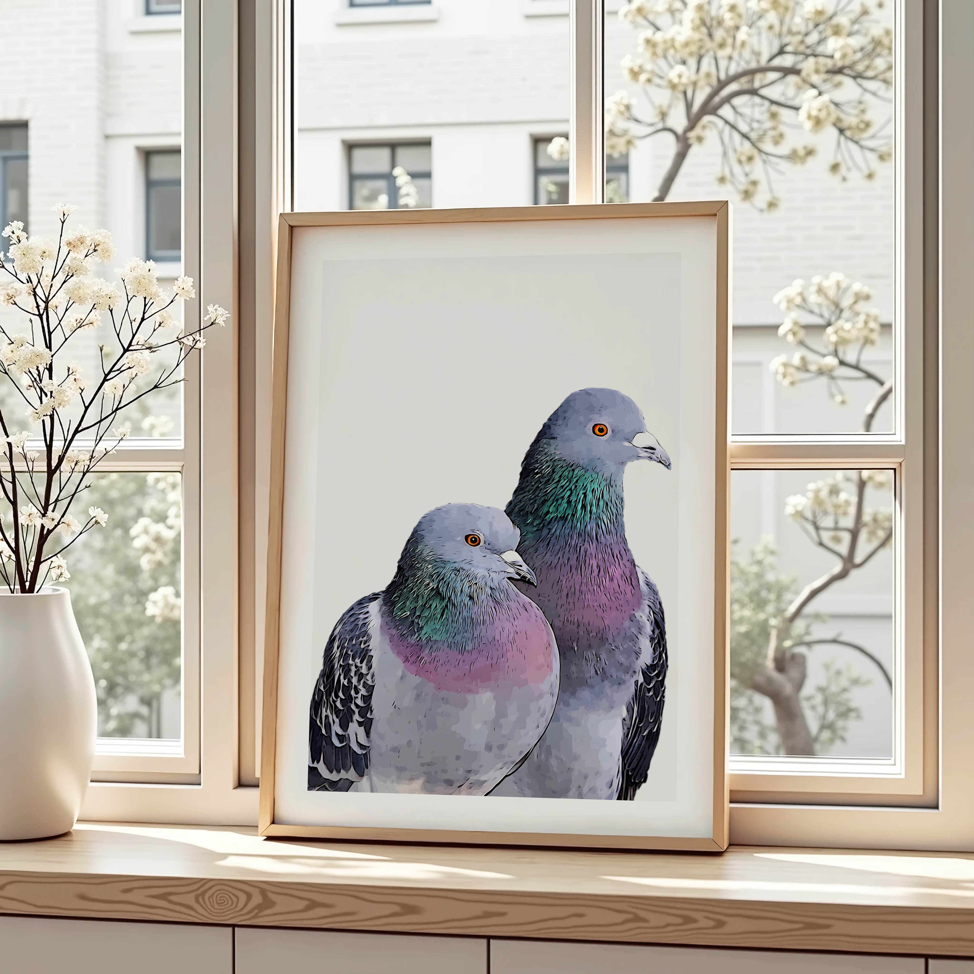 Pigeon Wall Art Print – Modern Bird Illustration for Animal & Urban Nature Lovers