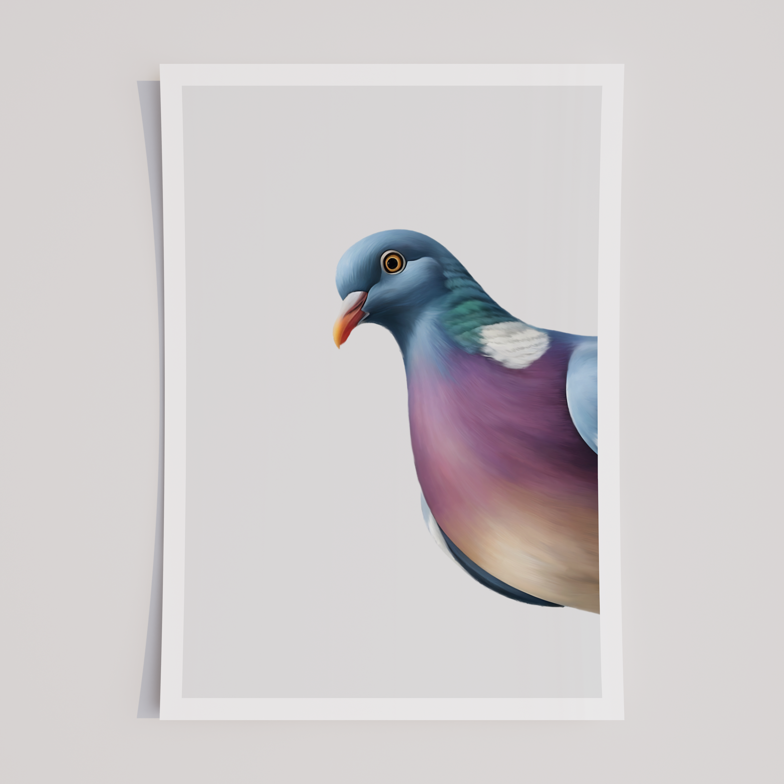 Unframed Modern Pigeon Wall Art Print – Colourful Urban Bird Illustration for Quirky Minimalist Decor