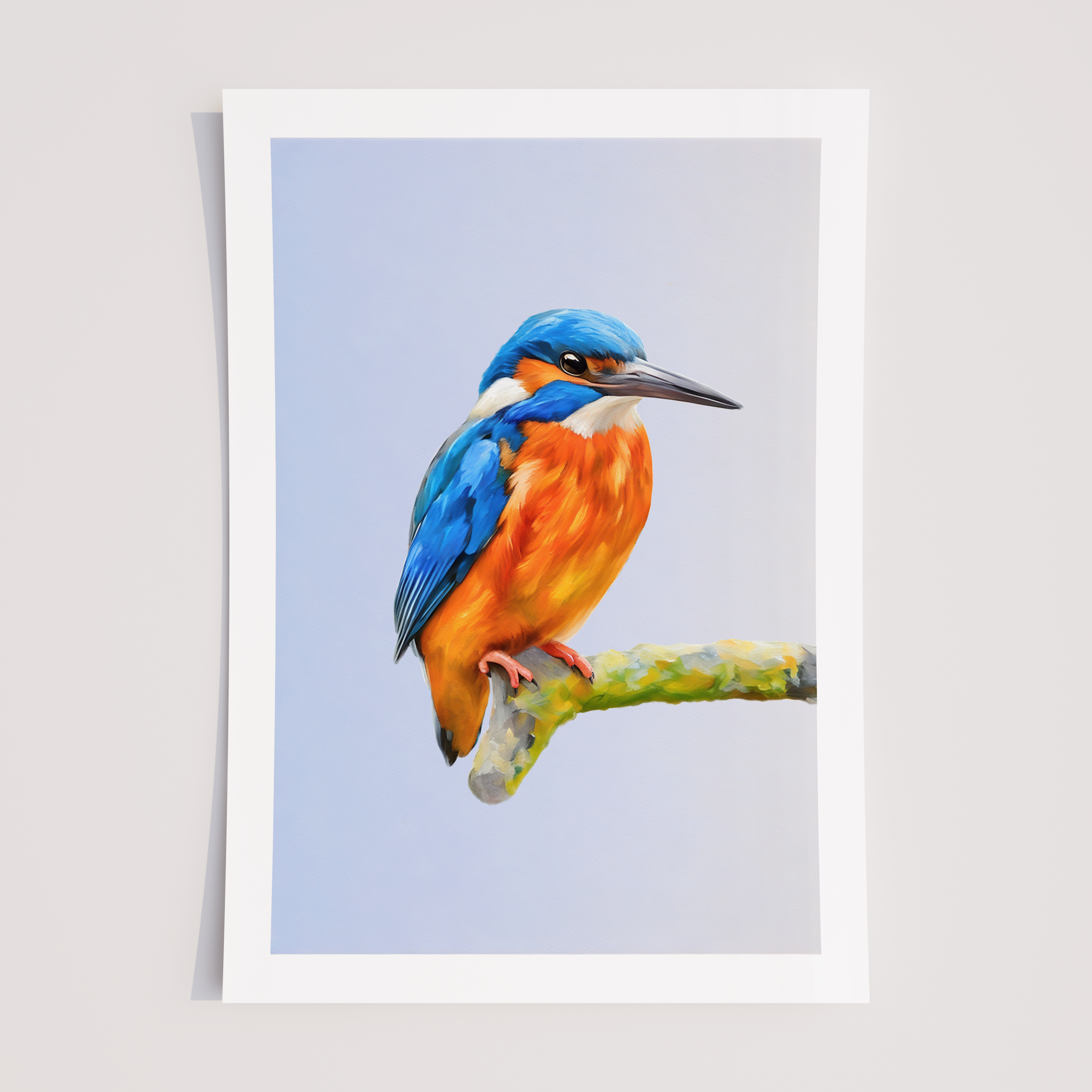 Unframed Kingfisher Wall Art Print – Vibrant Bird Illustration for Nature & Wildlife Lovers